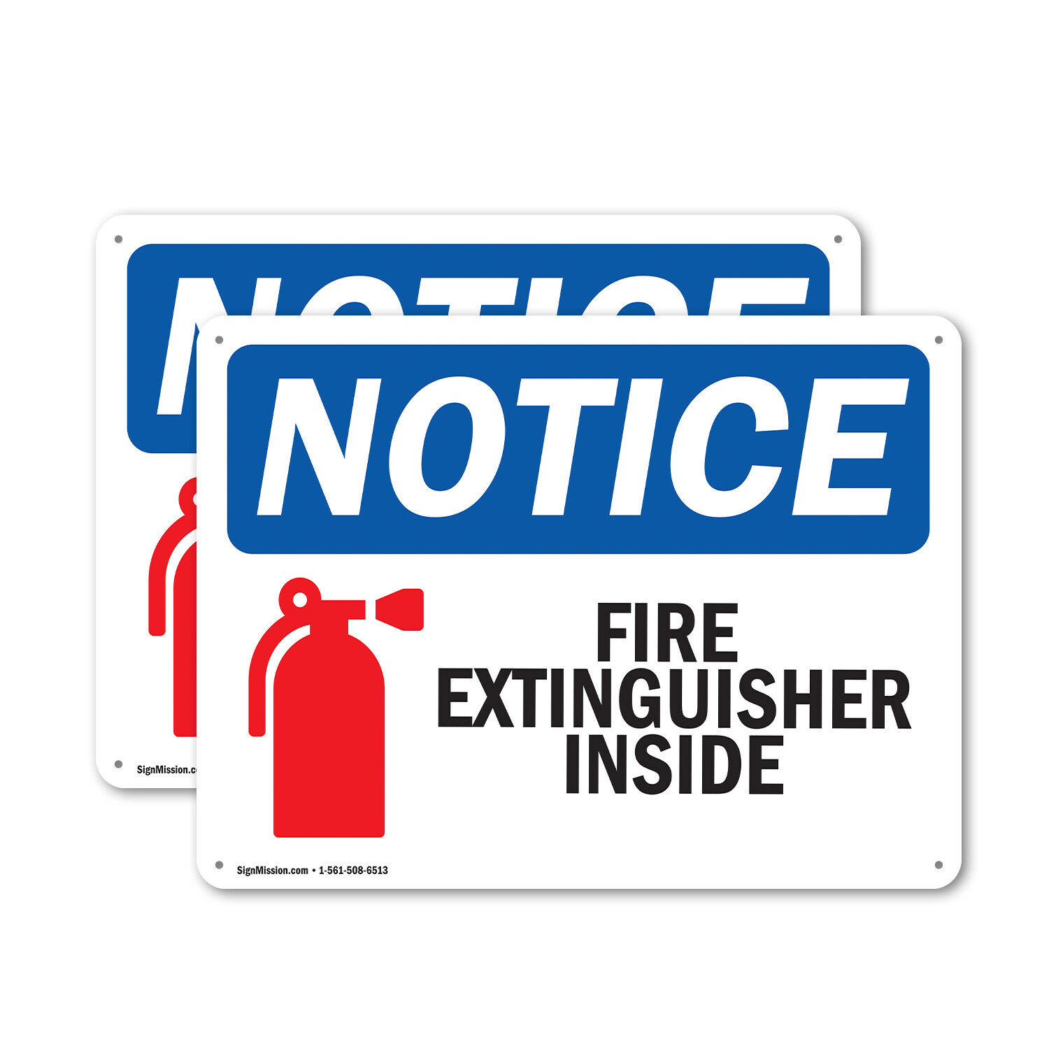 (2 Pack) Fire Extinguisher Inside OSHA Notice Sign Decal Metal Plastic