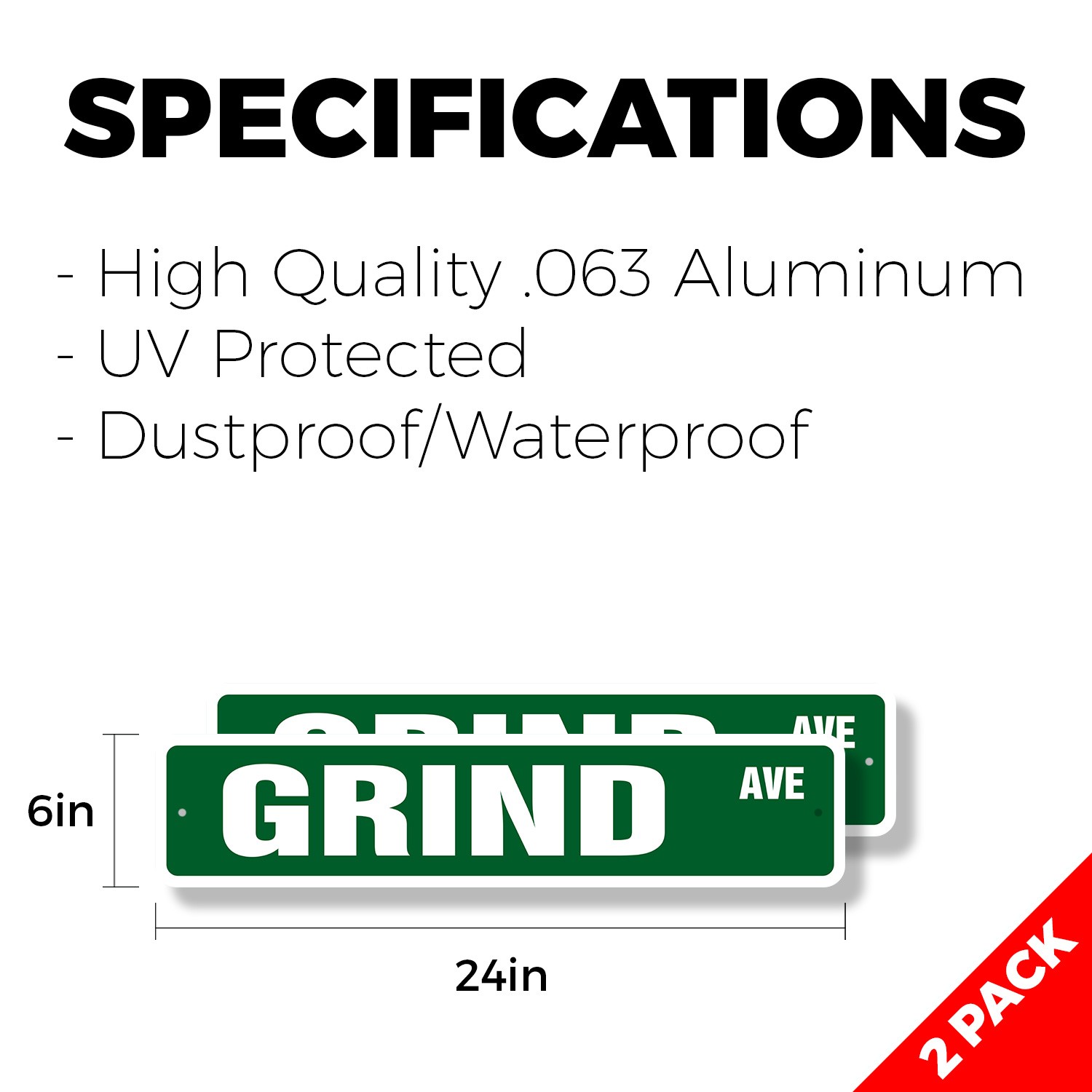 GRIND Street Sign (2 Pack) Metal Road Sign skate skateboard trick move board