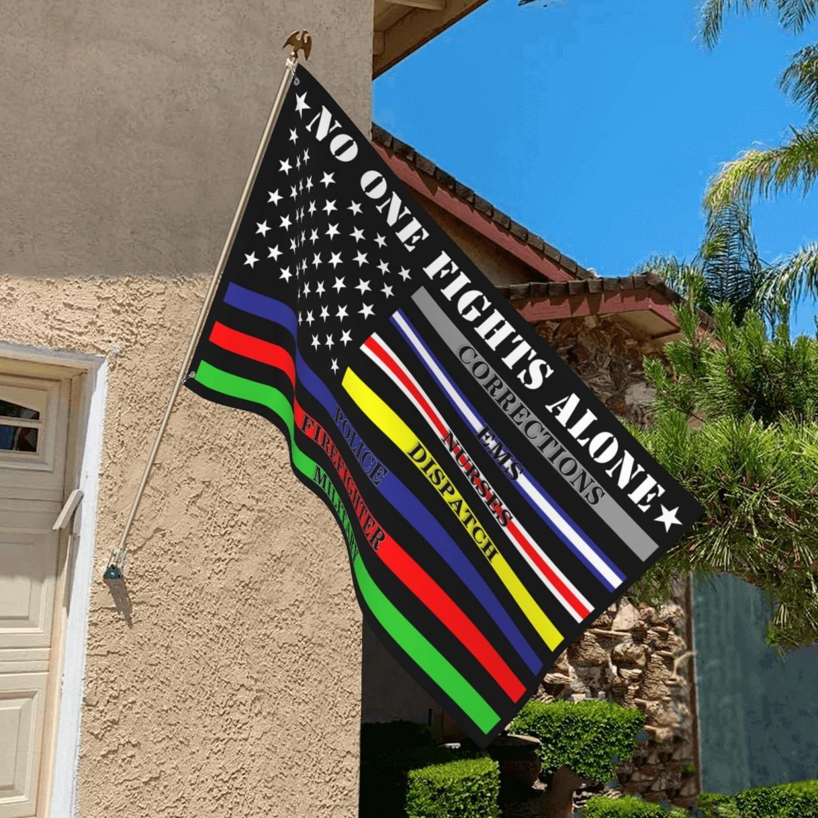 No One Fights Alone Multi Thin Line First Responder Flag 3×5 ft Banner Indoor…