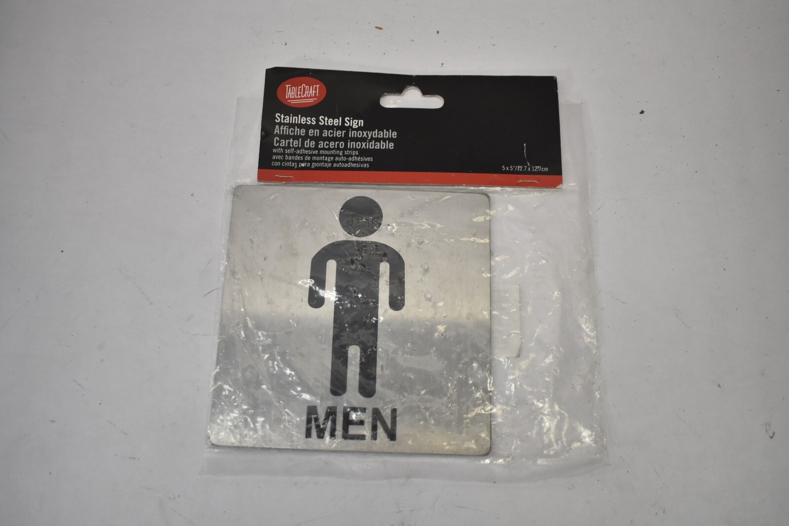 Lot of 3 TableCraft B10 Mens Restroom Signs Stainless Steel 5&Prime; x 5&Prime; Lightweight
