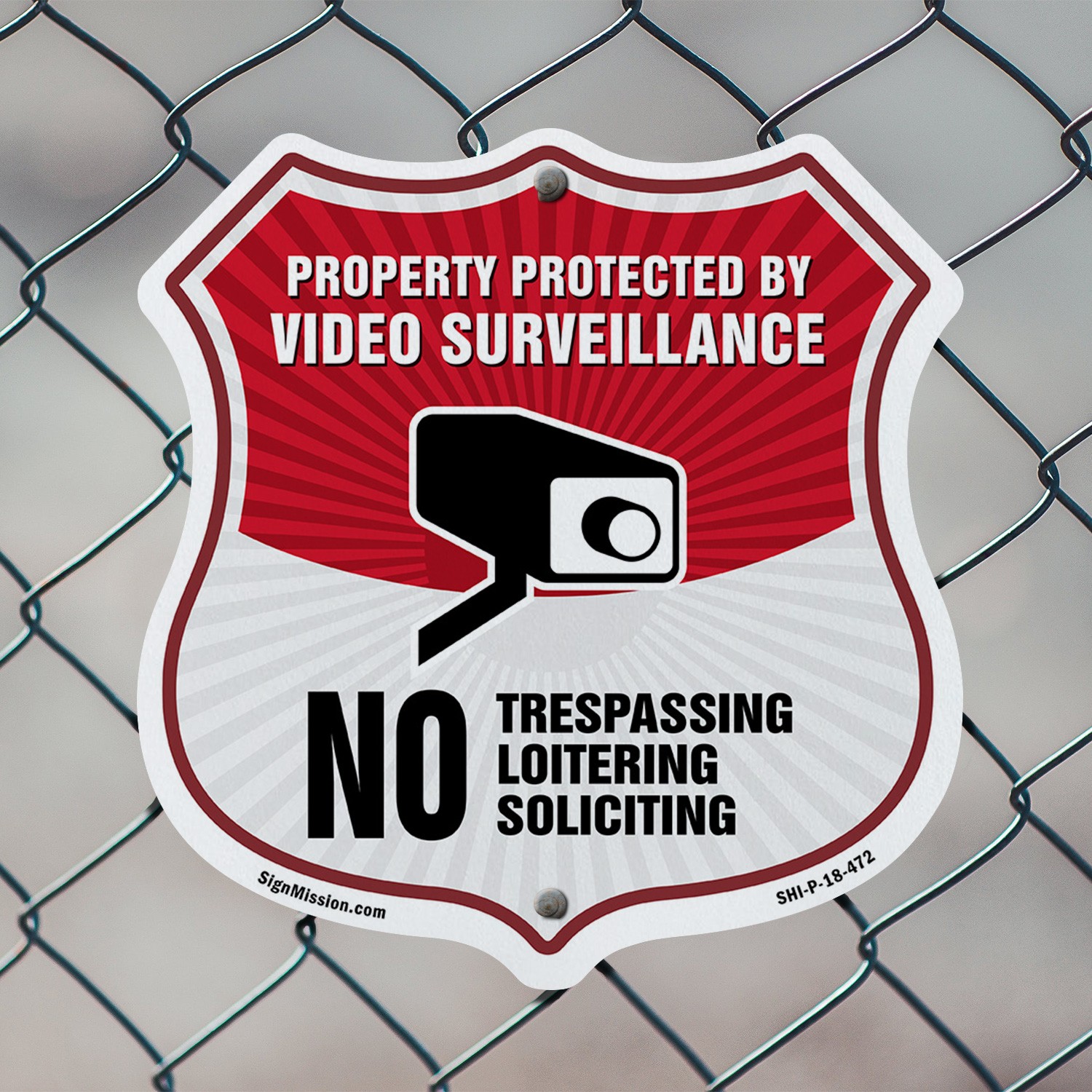 Video Surveillance Shield Sign Property Protected By Video S Shield Shaped Sign