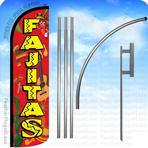 FAJITAS – Windless Swooper Flag KIT Feather Banner Sign 15&prime; Set rq