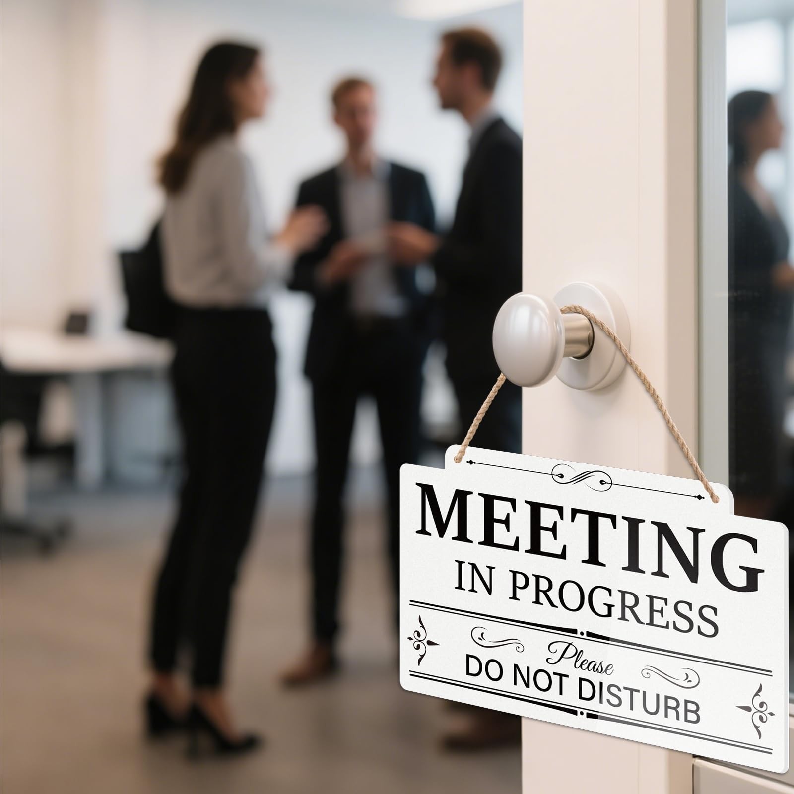 Meeting in Progress Door Sign Do Not Disturb Door Hanger Double-Sided Welcome…