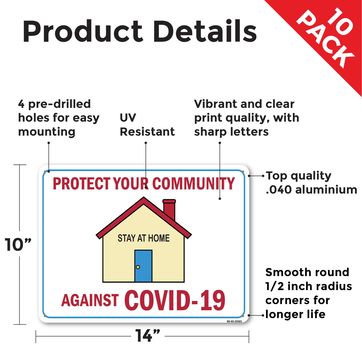 Protect Your Community Against COVID-19 Public Safety Sign, Decal 5 or 10 Pack