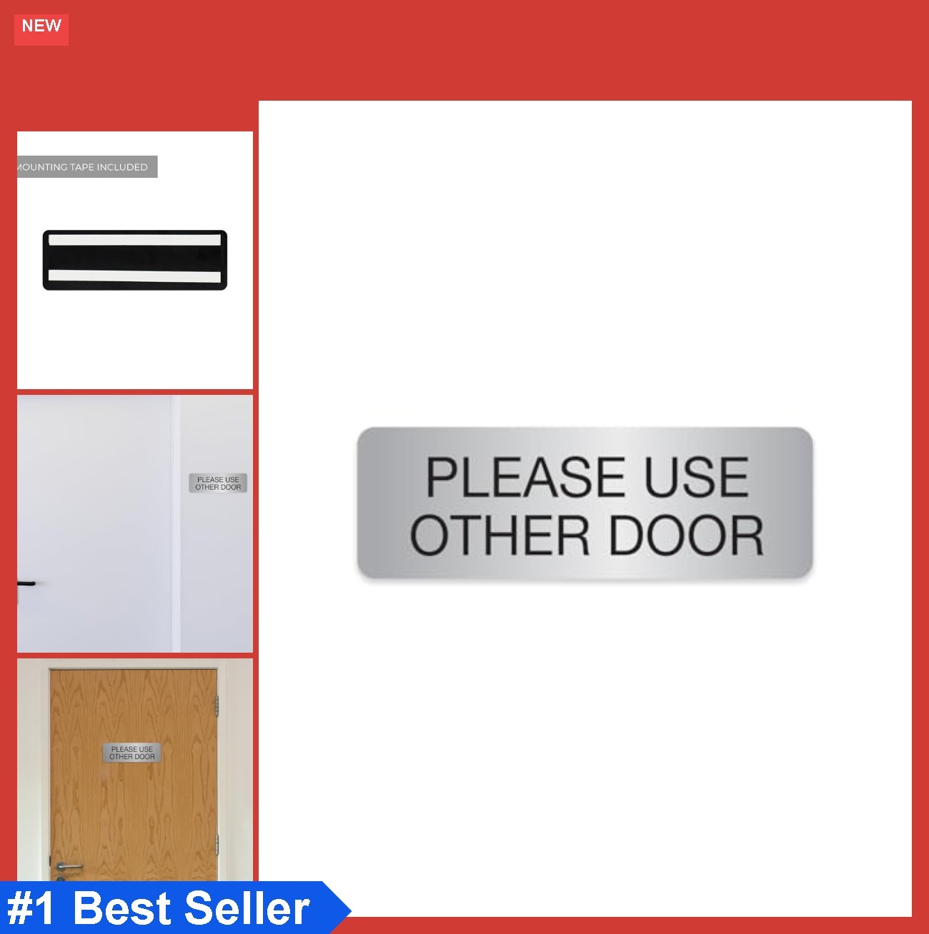 Please Use Other Door Sign 3×9 Silver Adhesive Acrylic Door Wall Mount For