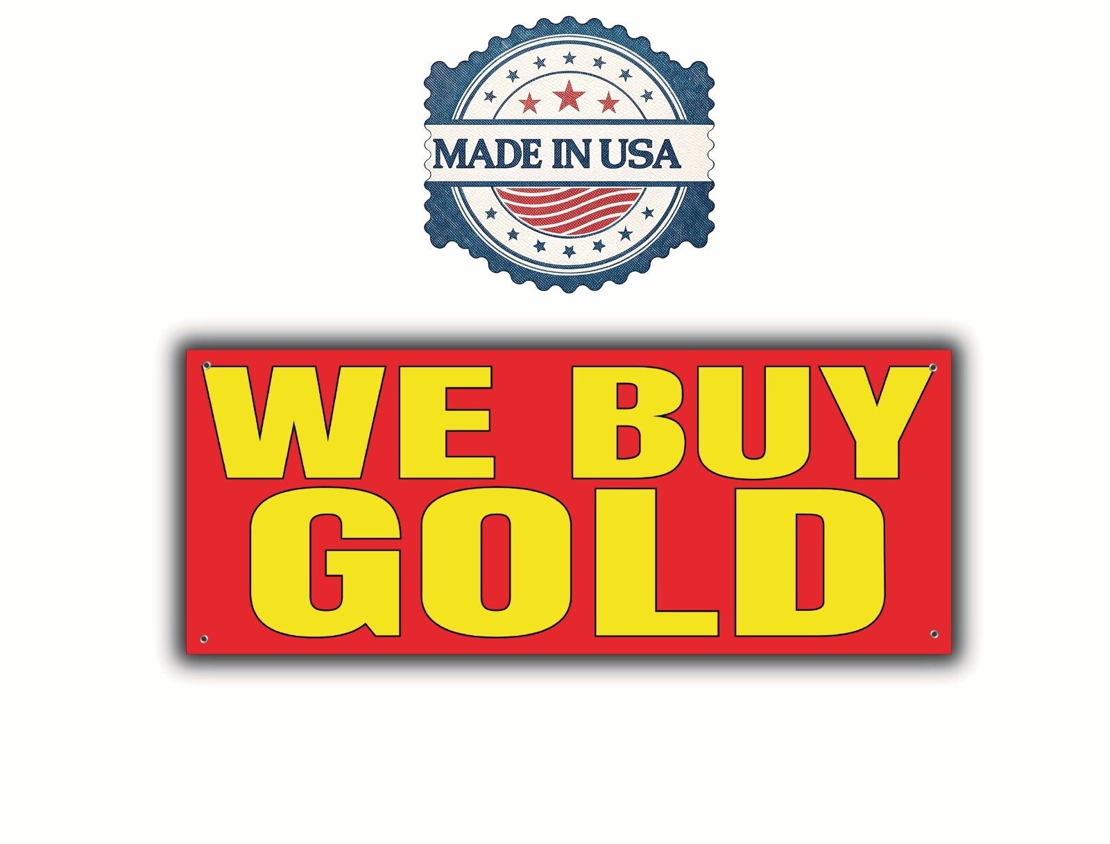 We Buy Gold Banner Sign, Bold Gold Buyer Banner, 48&Prime; x 20&Prime;