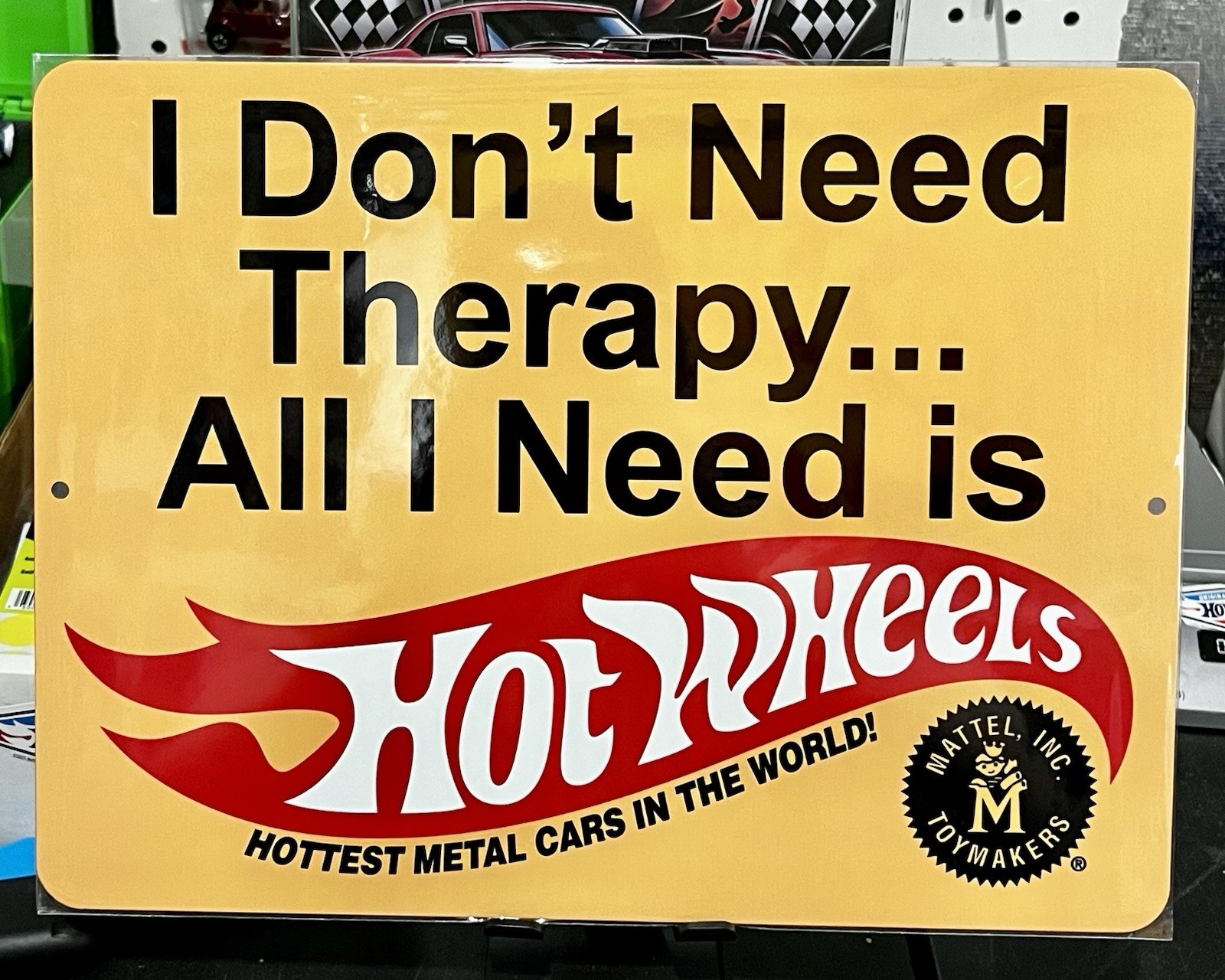 Hot Wheels Therapy Authorized Dealer Novelty Aluminum Metal Sign 9×12”