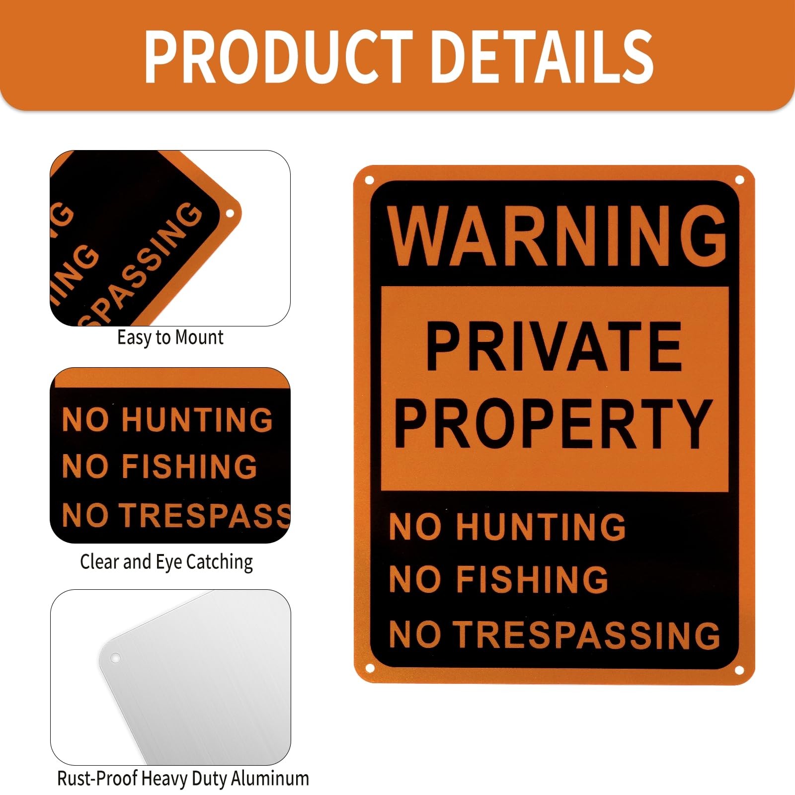 8Pcs No Trespassing Signs Private Property Weatherproof 10×7” Reflective Alum…