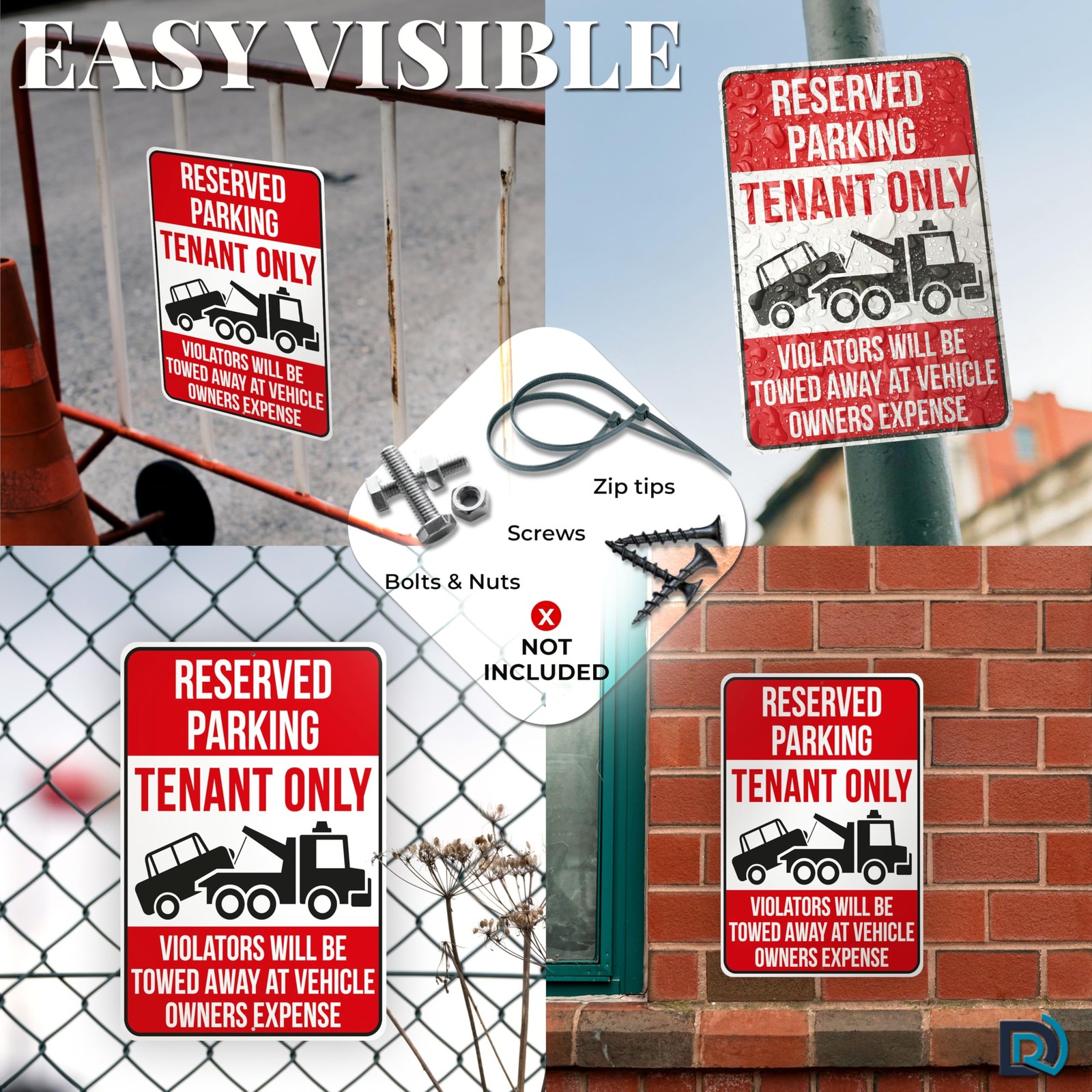 Tenant Parking Only Sign 10×14 Inch Reflective Aluminum Reserved Will Be Towed