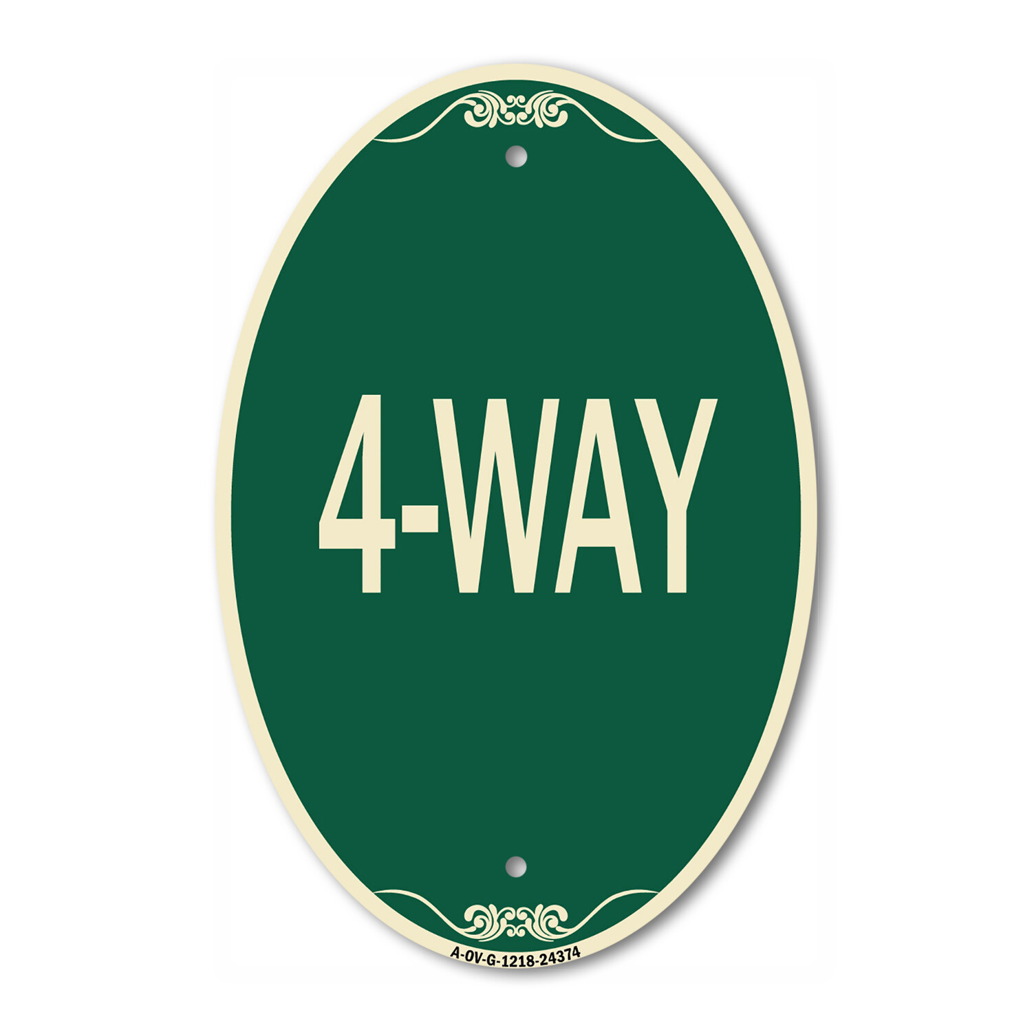 SignMission Designer Series Sign – 4-Way 12&Prime; x 18&Prime; Green Aluminum Oval Sign