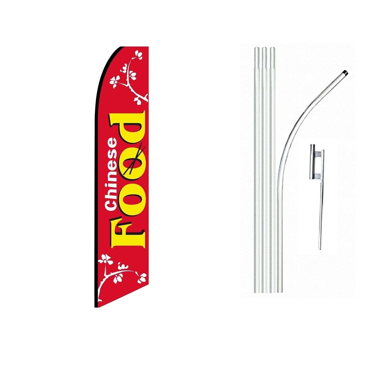 Chinese Food Red Swooper Flutter Feather Flag | 3ft W x 11.5ft Tall