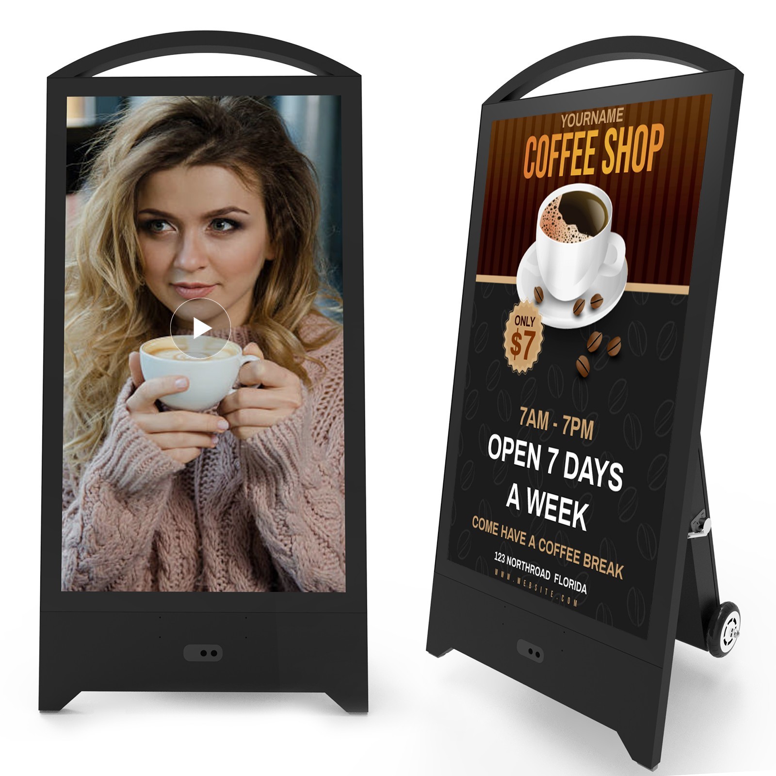 32&Prime; 2000Nits Rechargeable Digital Signage IP65 Waterproof Portable LCD Kiosk
