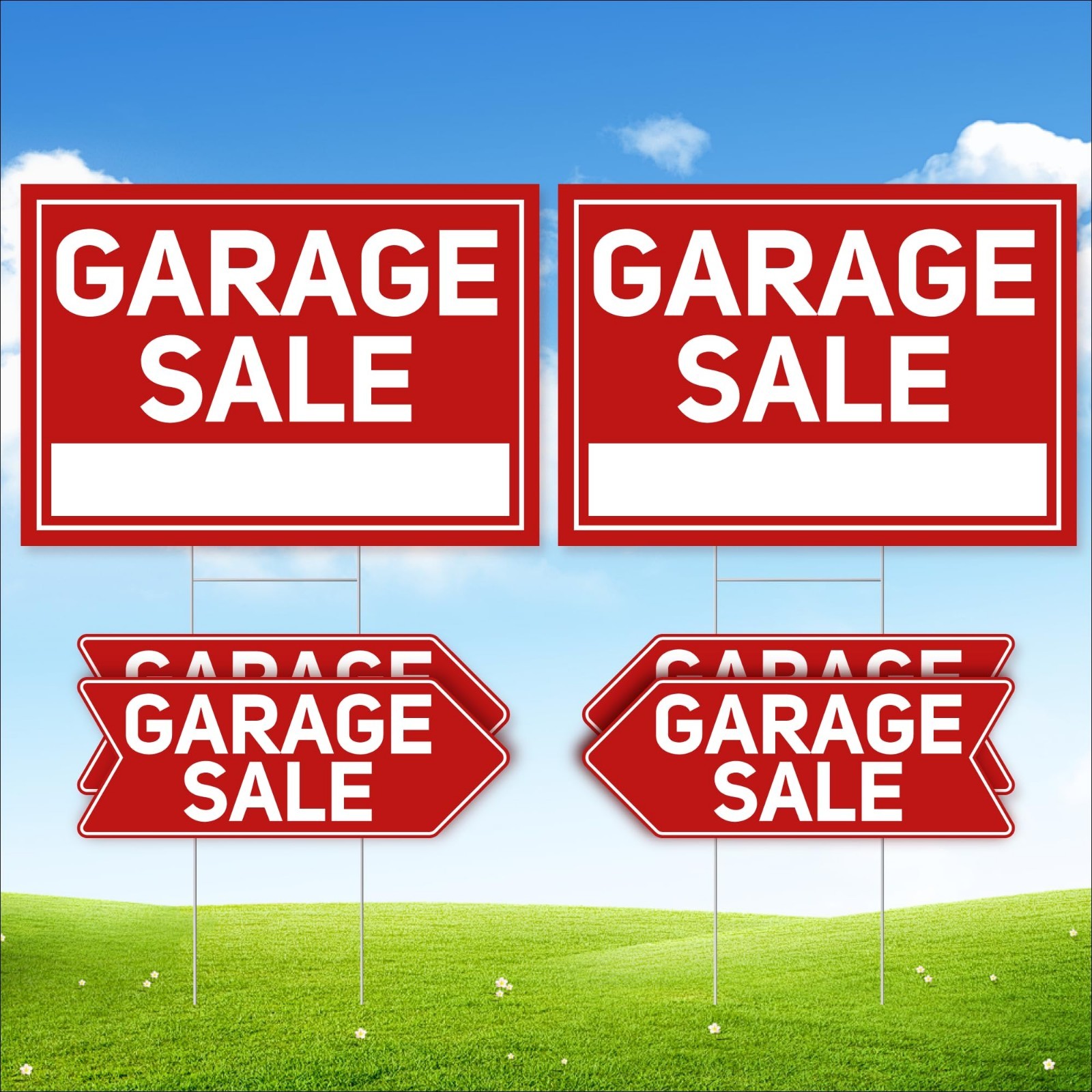 6 Pcs Garage Sale Signs Set – 2 Extra-Large 24&Prime;x16&Prime; & 4 Arrow Yard Signs, Waterp