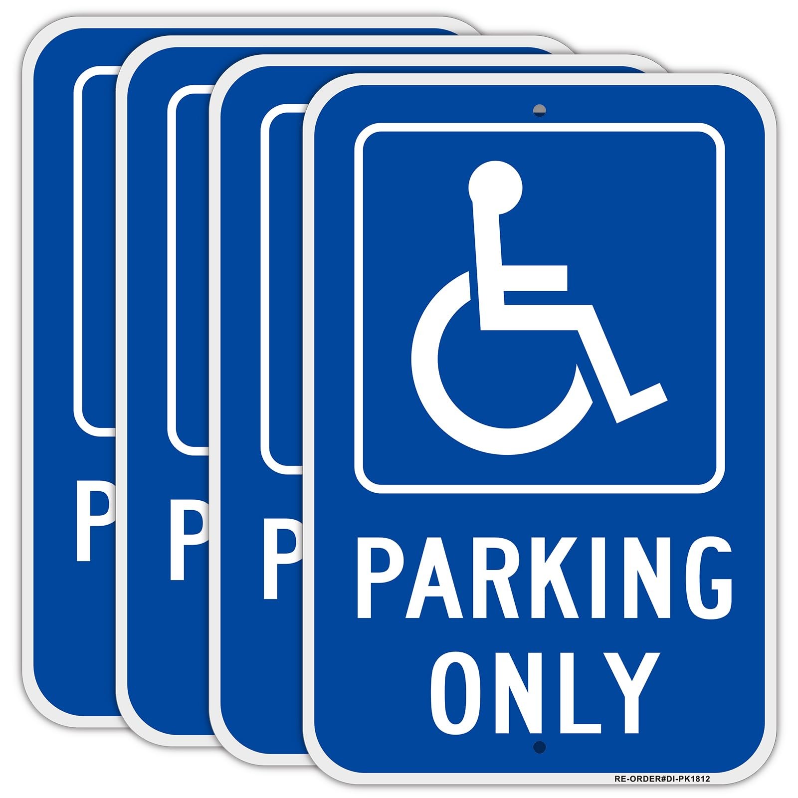 4 Pack Handicap Parking Only Signs, 12&Prime; x 18&Prime; Heavy-Duty Aluminum Handicapped…