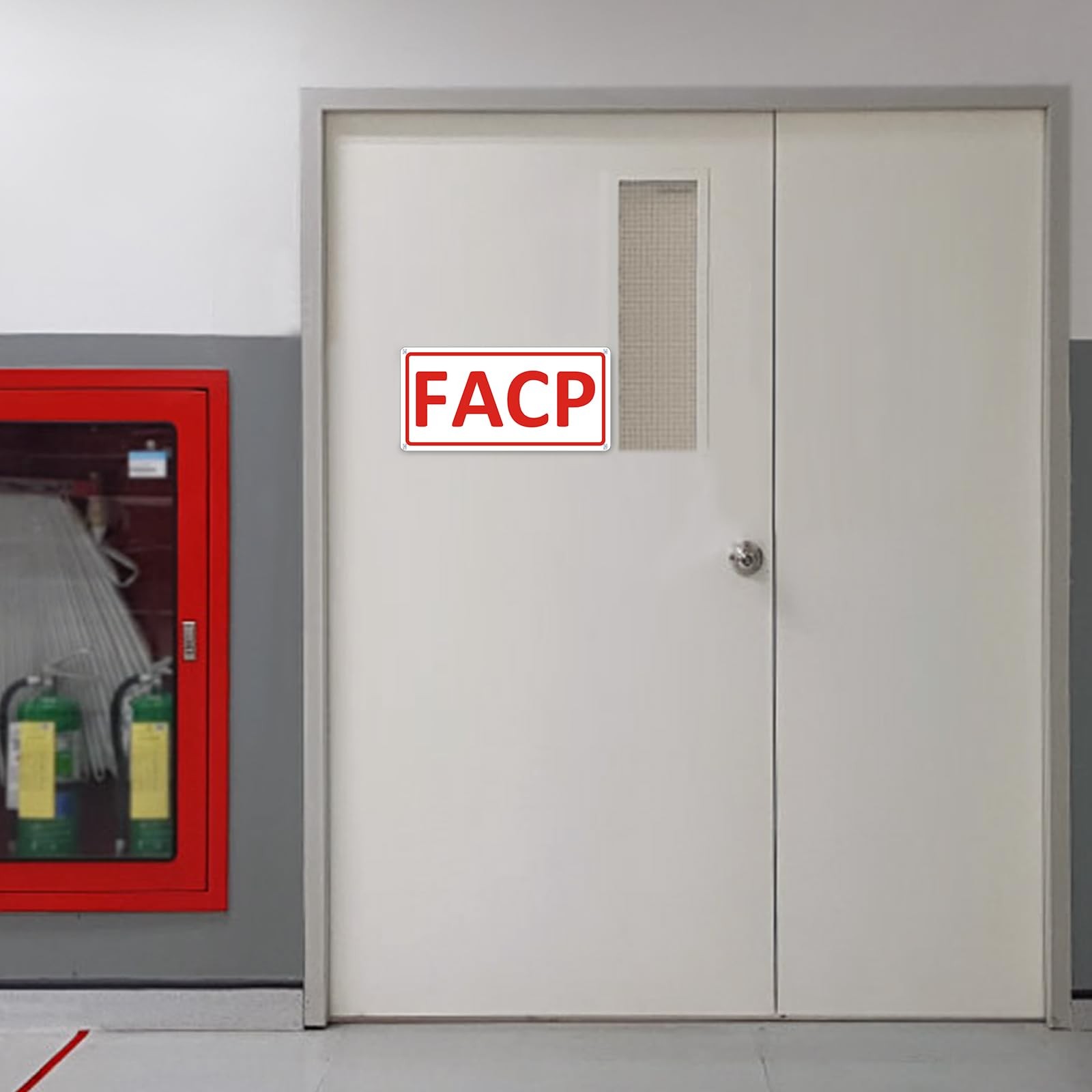 2 PCS FACP Fire Alarm Control Panel Sign 12×6 Inch Aluminum Reflective White