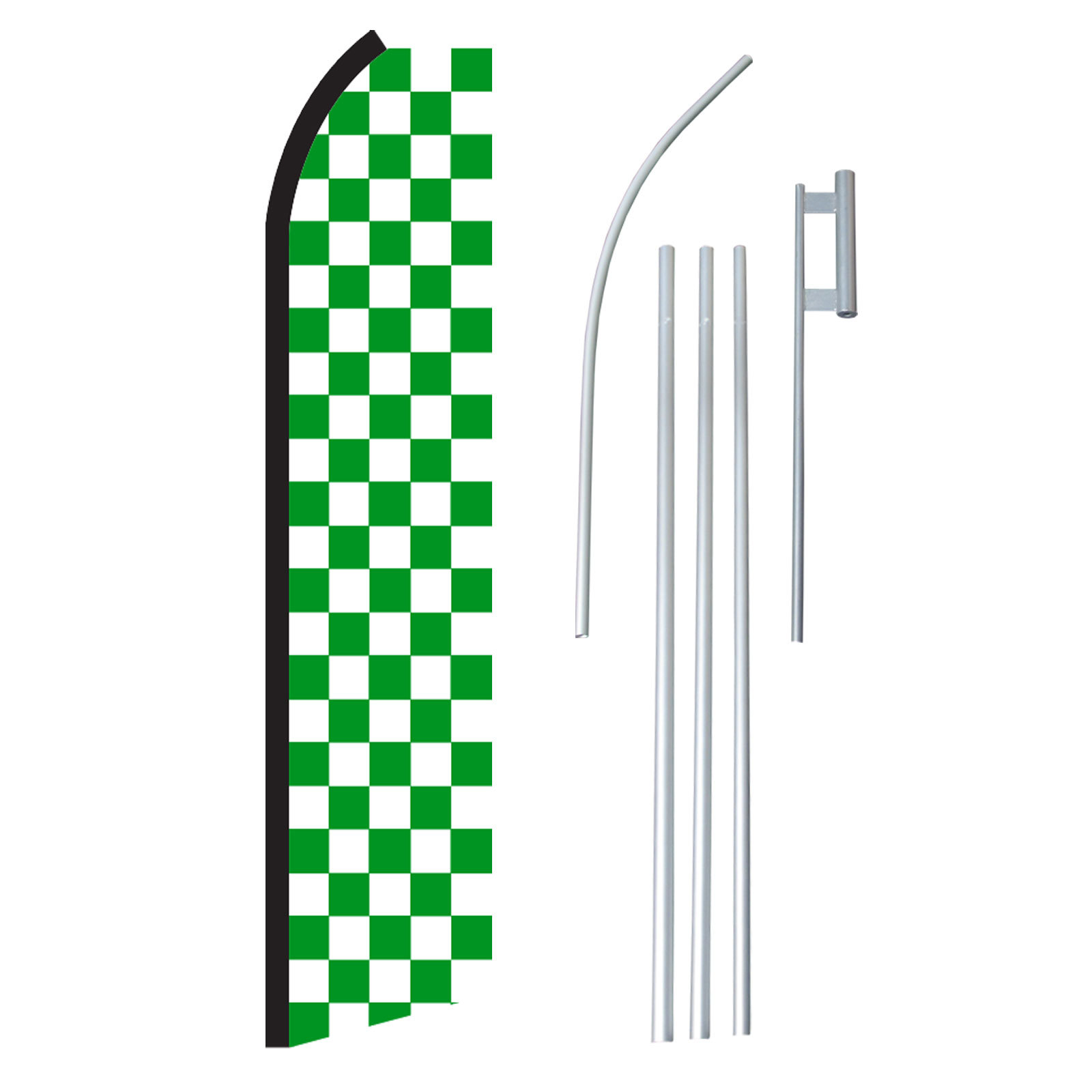 Checkered Green & White Swooper Flag Bundle