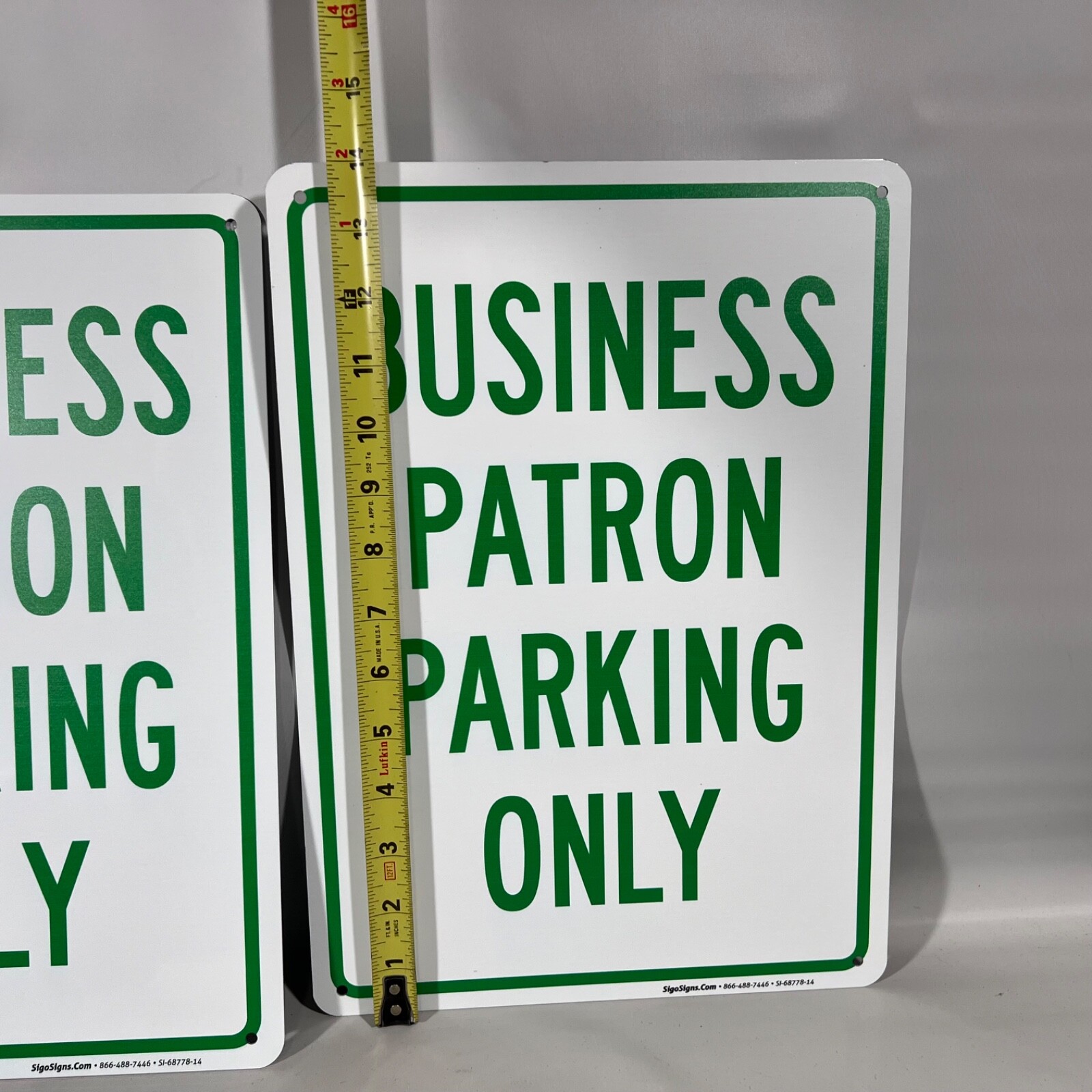 Set 2 Vertical Metal Sign Weatherproof Street Business Patron Parking Only New