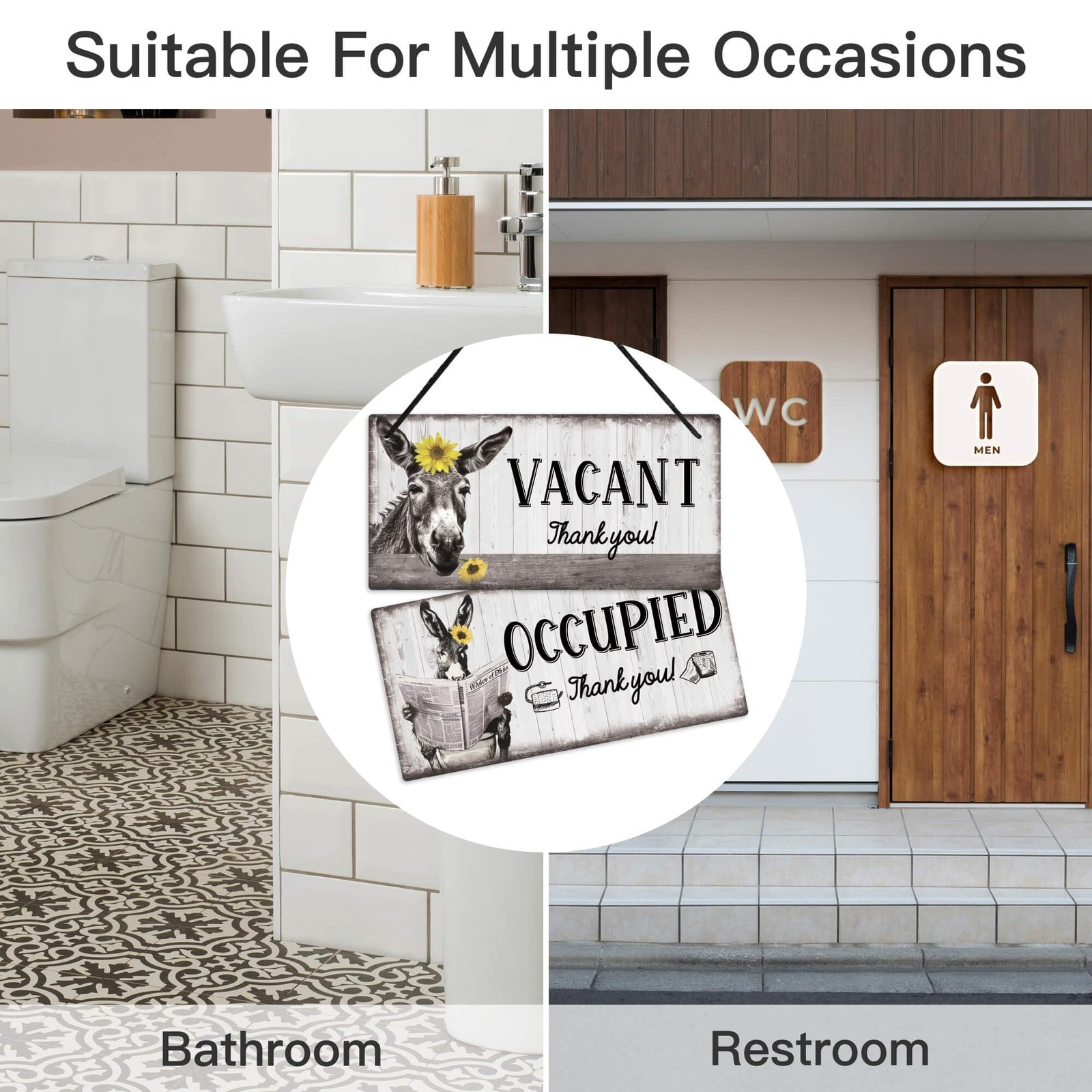 Vacant Occupied Sign Occupied Sign for Bathroom Door Double Sided Hanger Plaq…