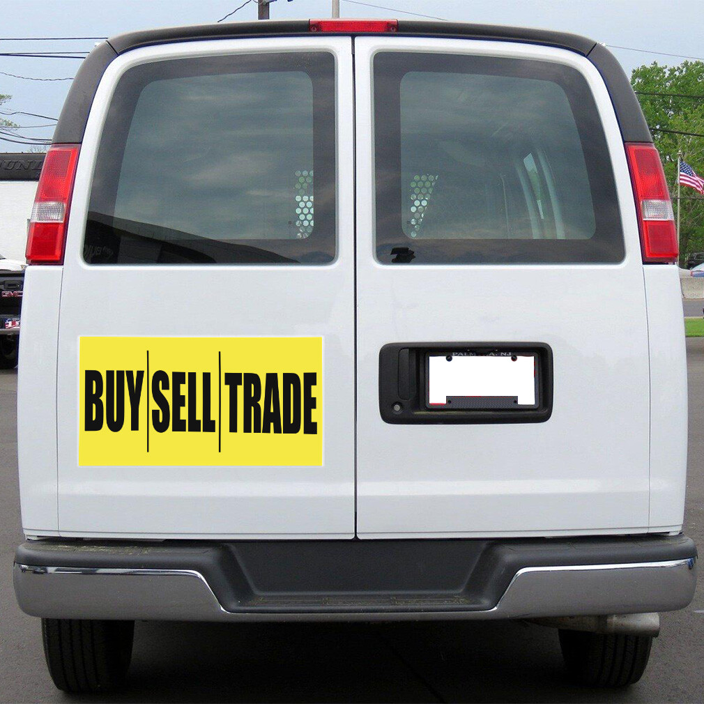 Car Magnet Set of 2 Buy Sell Trade Yellow & Red Promotion Business