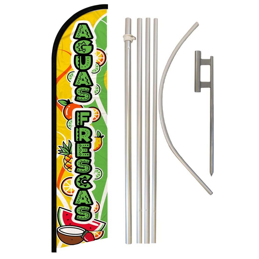 Aguas Frescas Full Curve Windless Swooper Flag Pole Kit Concessions Drinks