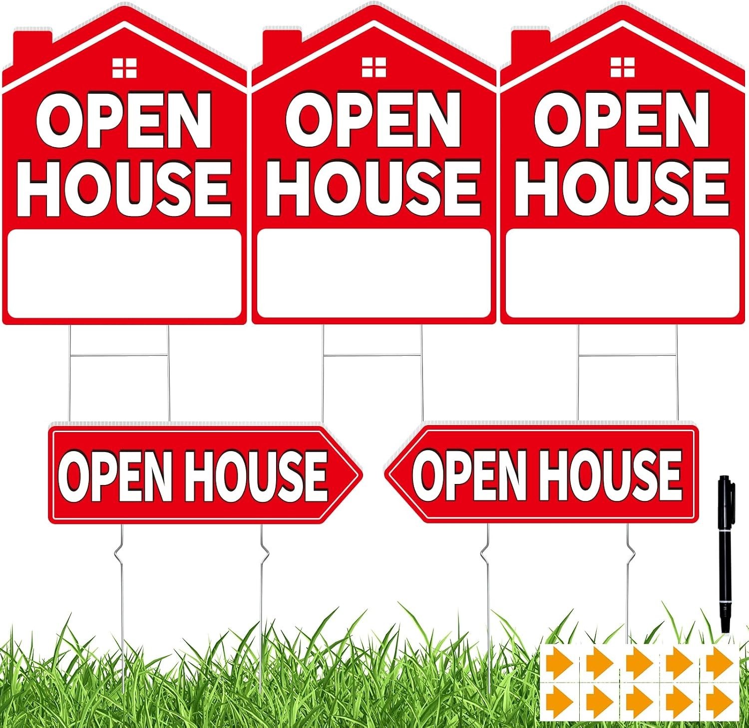 Open House Signs for Real Estate 5 Pack, 17&Prime;x13&Prime; Open House Sign Double Sided…