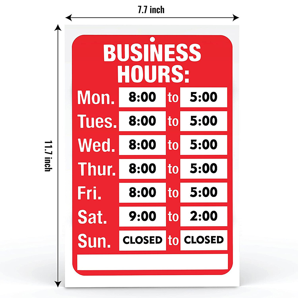Open Closed Signs Kit Business Hours Store Office Operation Window Glass Door