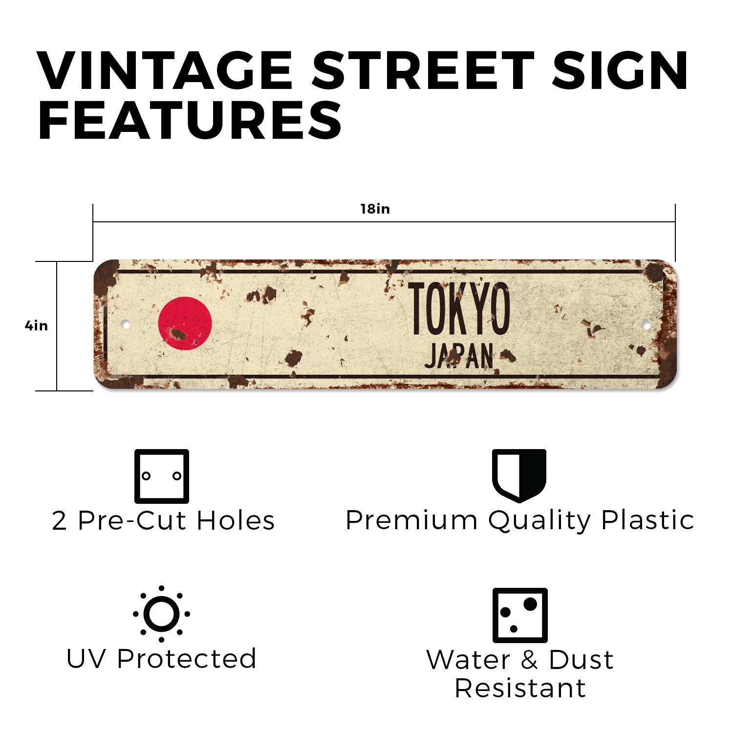 TOKYO JAPAN Vintage Style Street Sign Japanese flag city country road wall gift