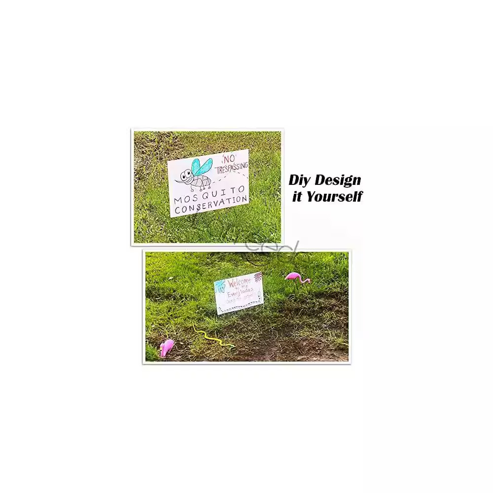 4 Pack 18 X 12 In. White Plastic Yard Signs with Metal H-Stakes
