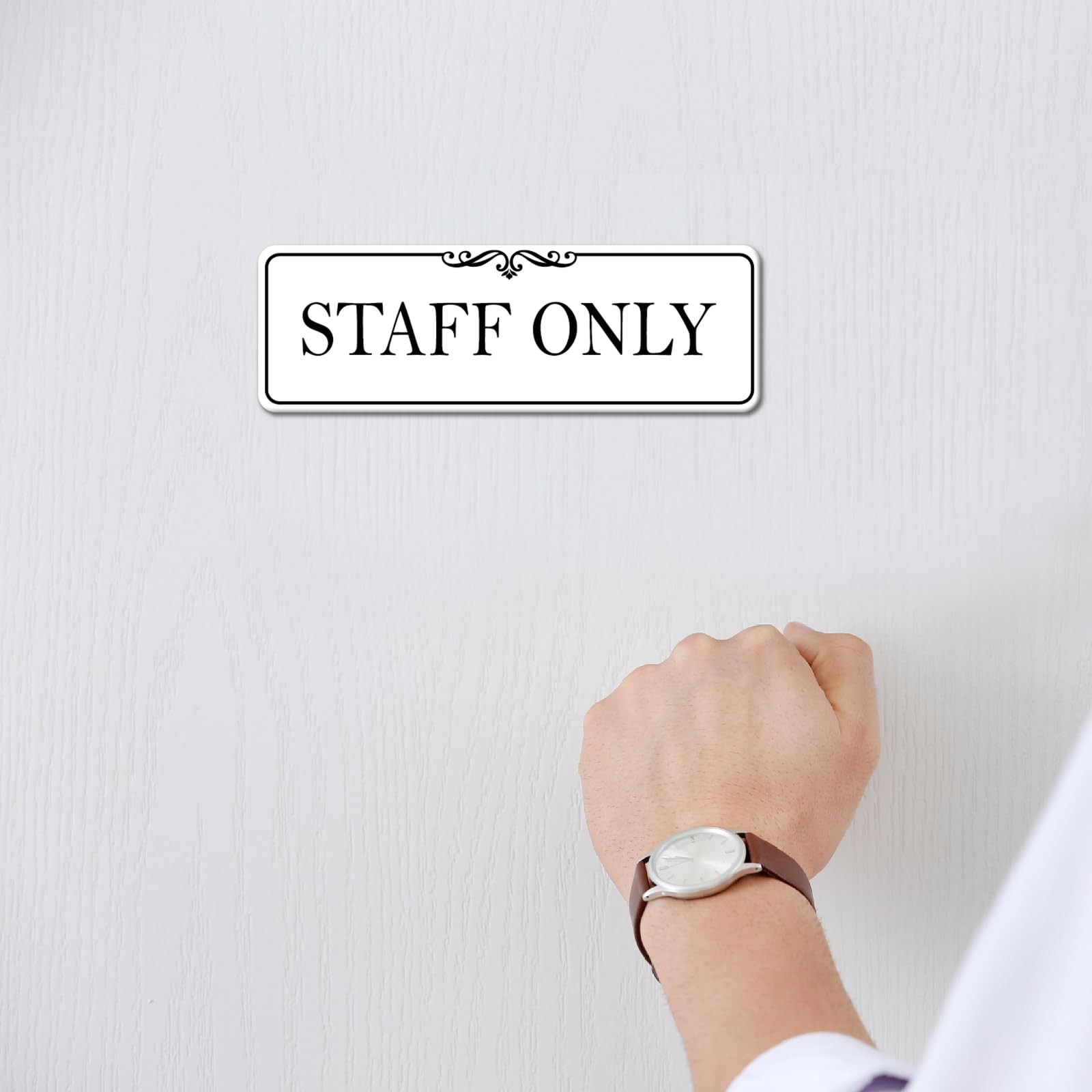 9×3 Inch Staff Only Sign Acrylic SelfStick Door Wall Signage Elegant White