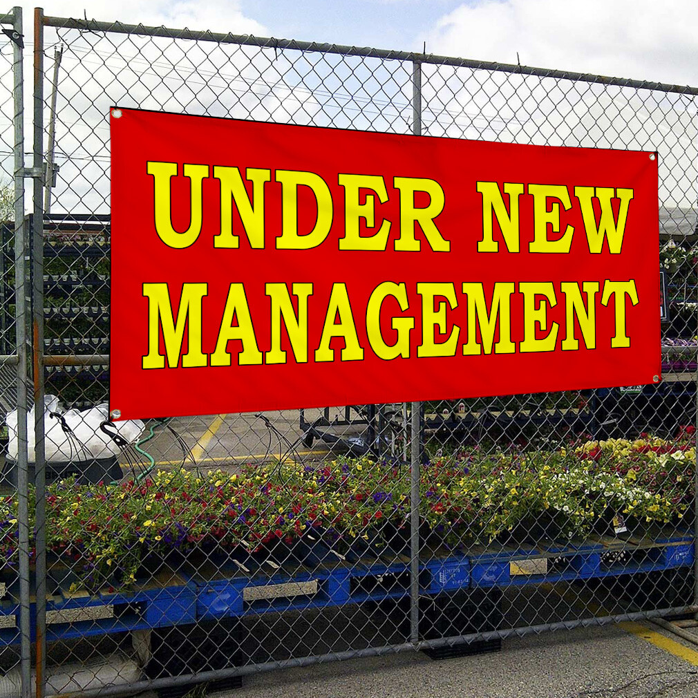 Vinyl Banner Multiple Sizes Under New Management Red Yellow Business Outdoor