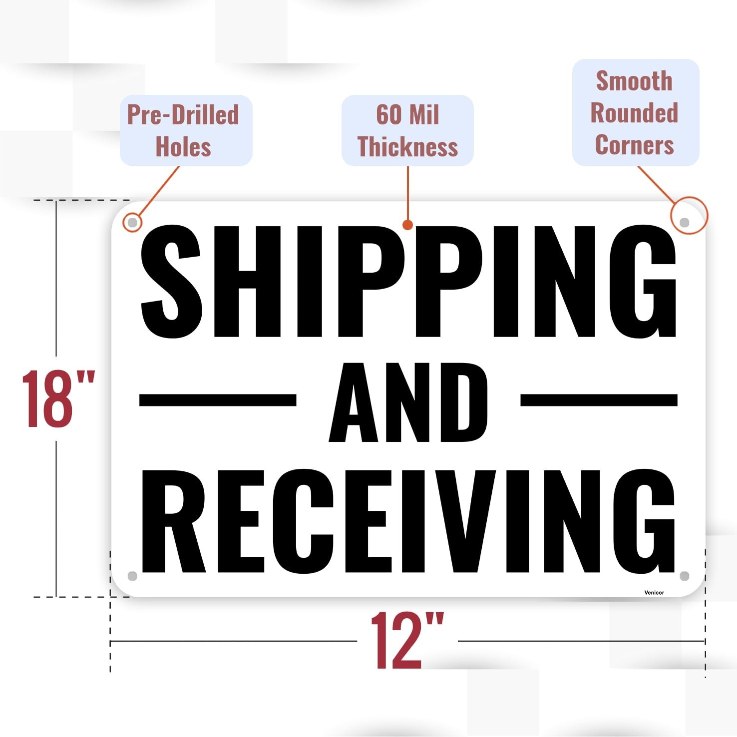 1 PCS Shipping Receiving Sign Aluminum Metal Business Notice 18×12 Inch