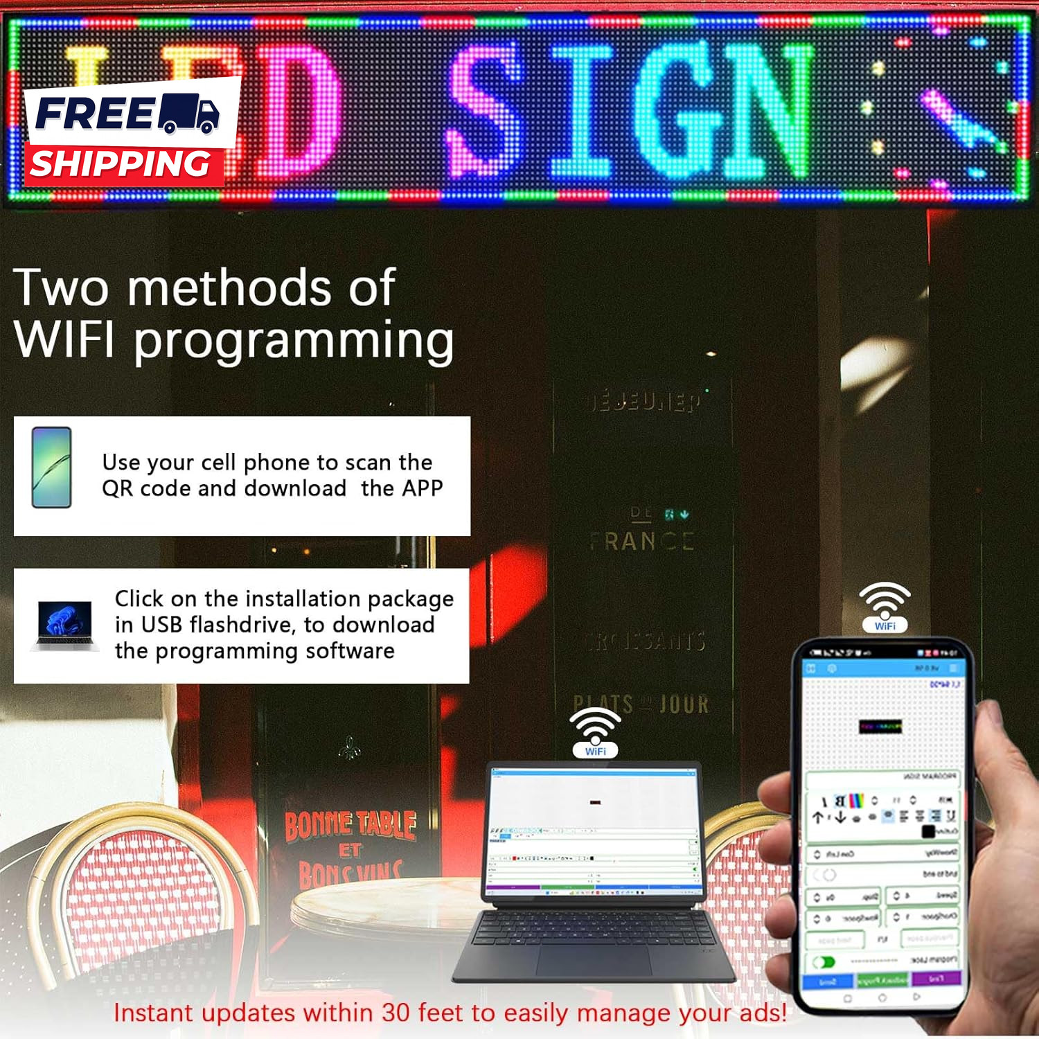 HS Outdoor Programmable Led Sign Open Neon Signs Digital Scrolling Electronic M