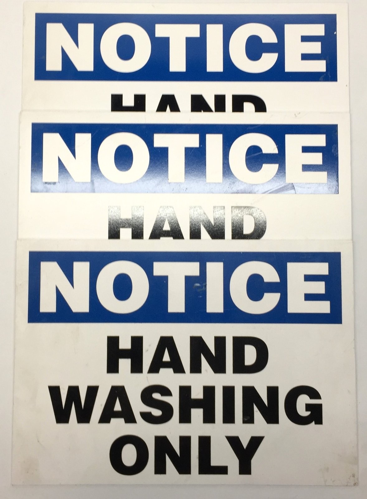 Unbranded 14&Prime;x10&Prime; &lsquo;NOTICE Hand Washing Only&rsquo; Foamboard [Lot of 3] NOS