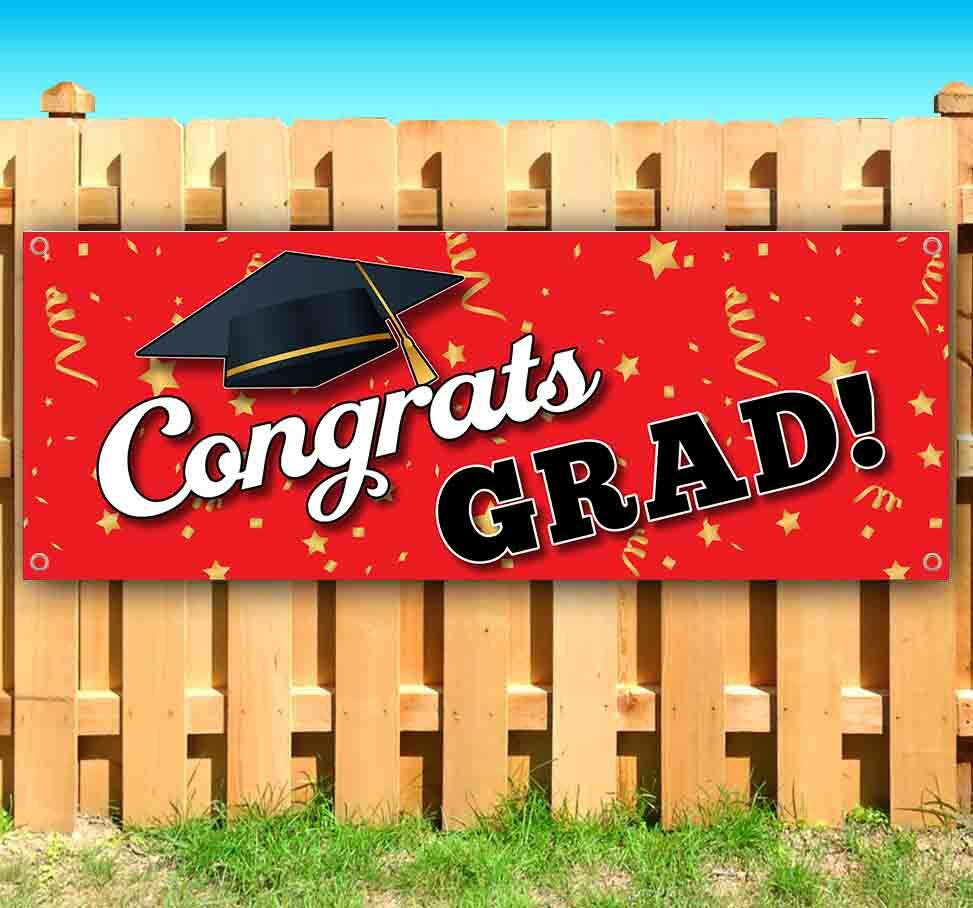 CONGRATS GRAD! Advertising Vinyl Banner Flag Sign Many Sizes USA GRADUATION