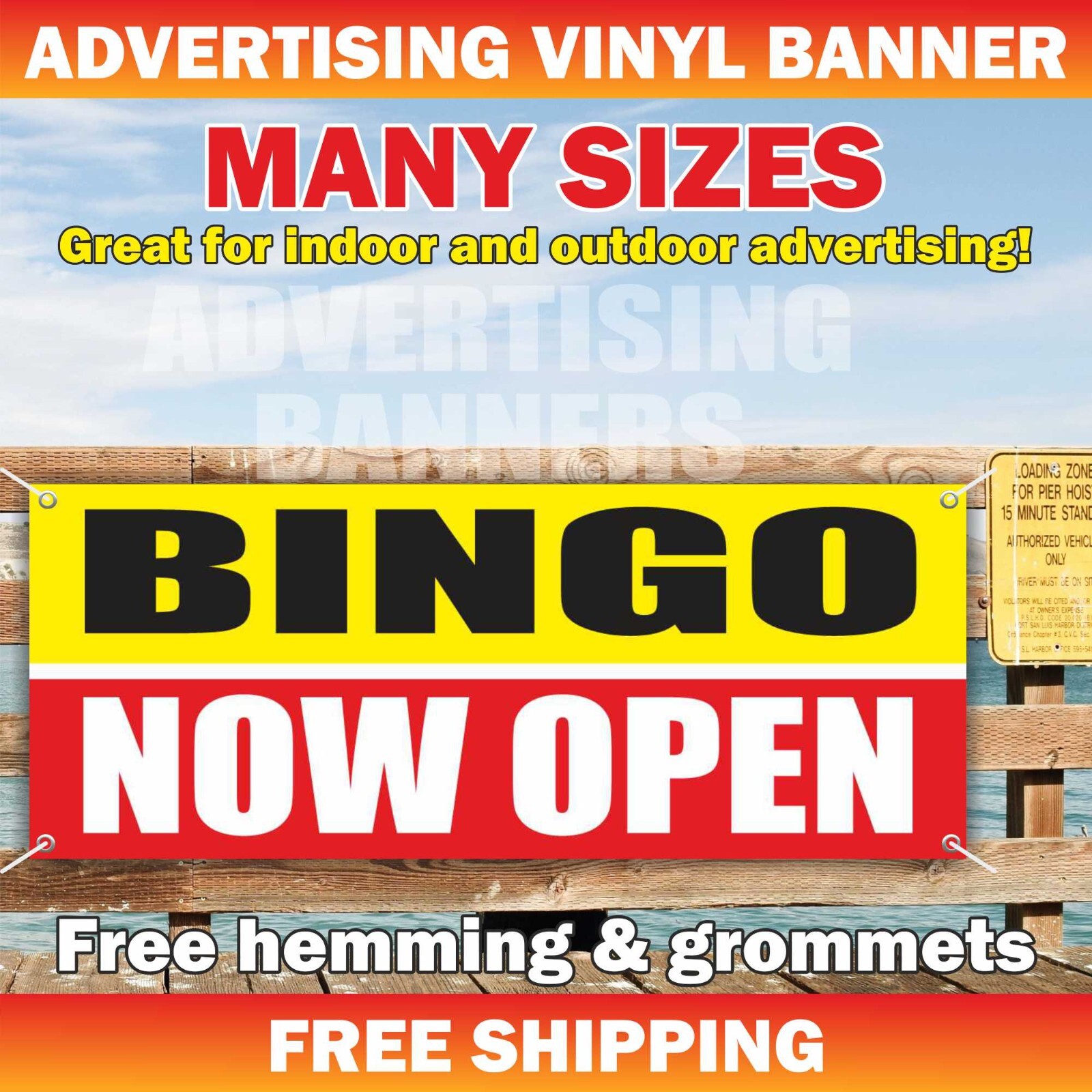 BINGO Now Open Advertising Banner Vinyl Sign Lottery Tickets Tonight Scratchers