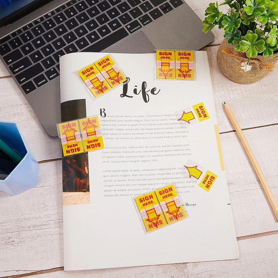 25 Pack/ 1250 Pcs Sign Here Tabs 1 Inch Sign Here Stickers Date Post Tabs Flags