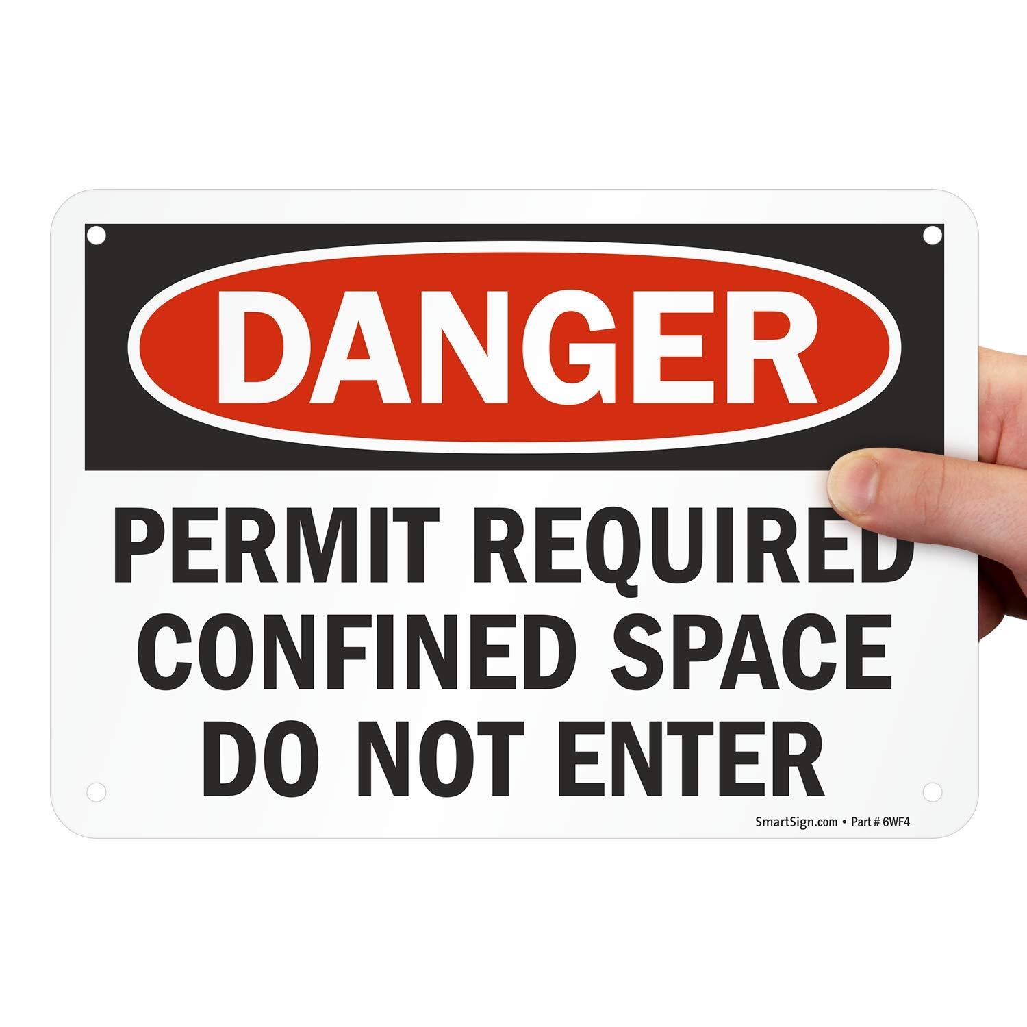 7×10 inch Plastic Danger Sign Permit Required Confined Space Do Not Enter