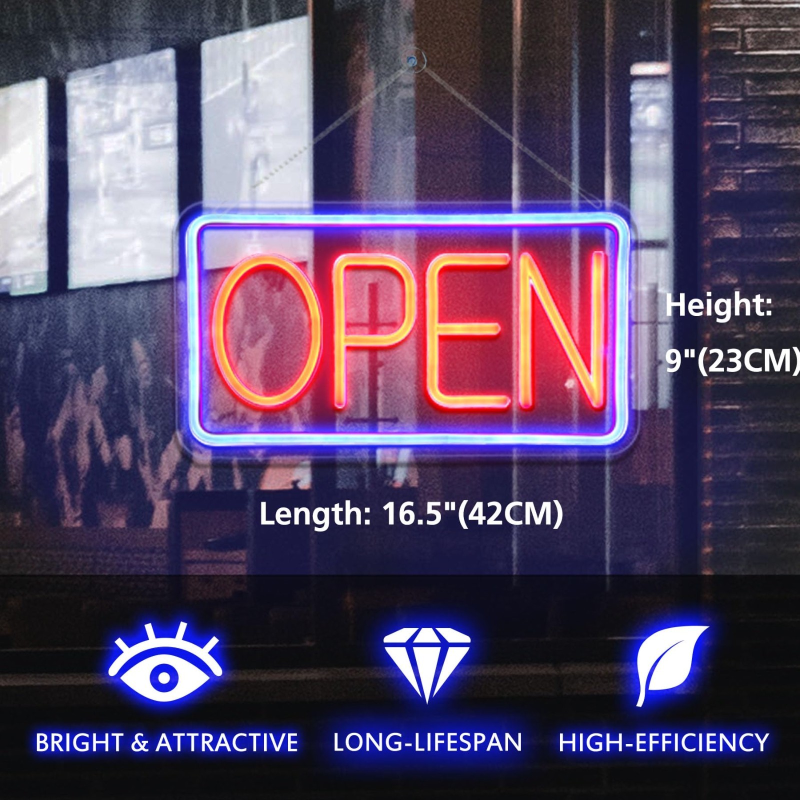Neon Open Sign LED for Business – 16.5&Prime;x9&Prime; with Open/Closed Hours, Light for Sto
