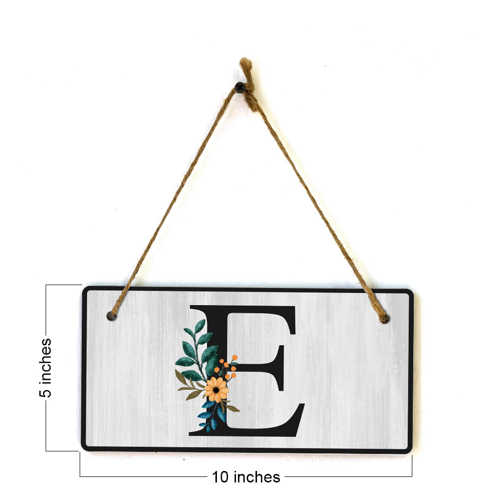 E Flower Decor 5×10 Hanging Wall or Door Sign | Alphabet Letter Room Decoration