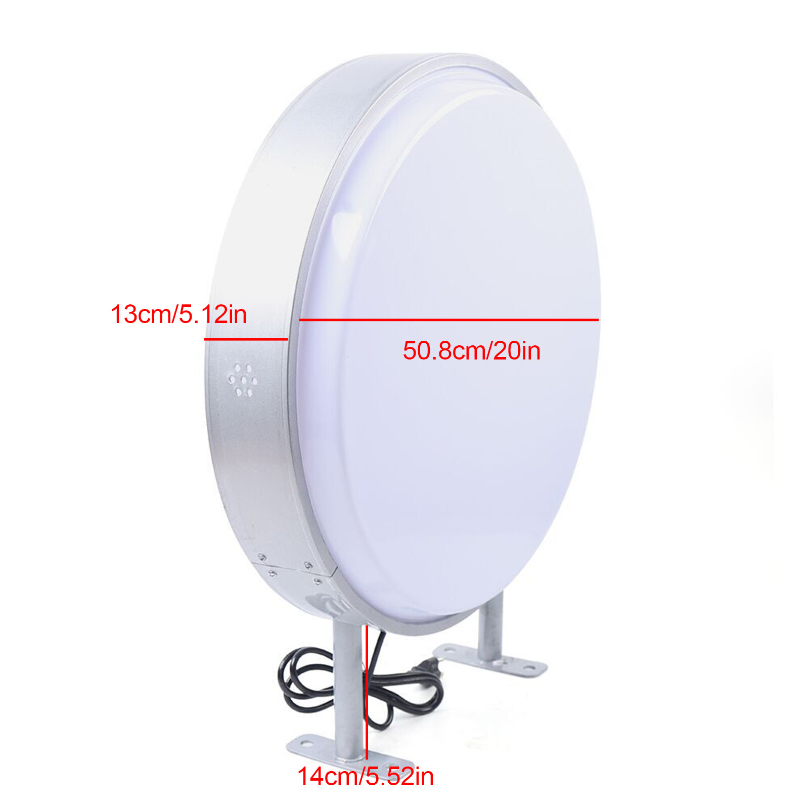 20&Prime; LED Double Sided Round Light Box Outdoor Sign Advertising Projecting Light