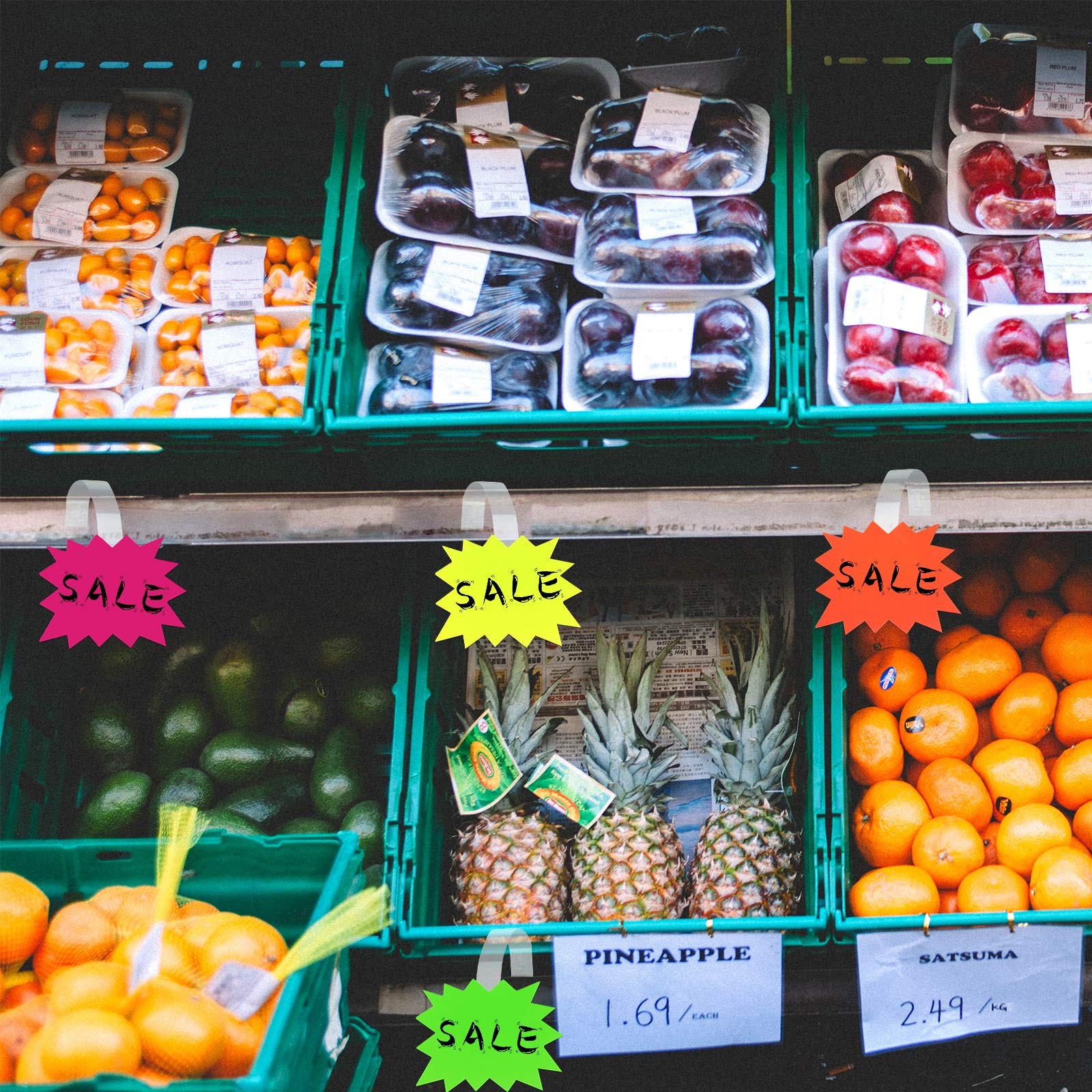 Daily Treasures 200Pcs Starburst Signs, Fluorescent Burst Paper Signs with 10…