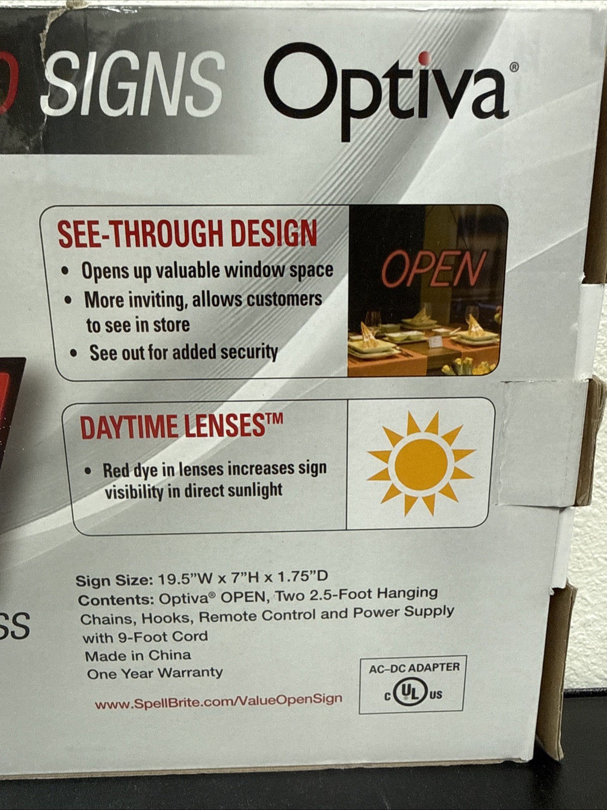Optiva 19.5&Prime; Ultra Bright LED OPEN Sign with Remote Control