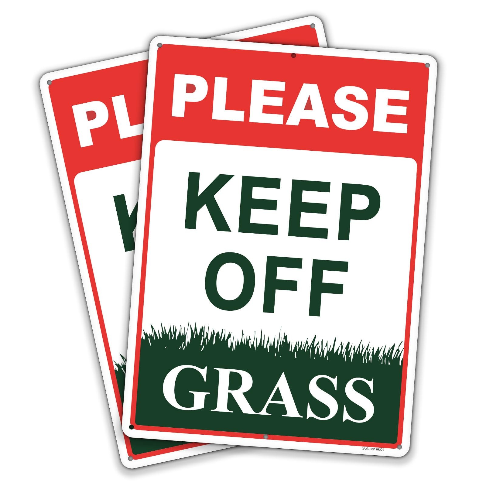 2 PCS 10×14 Inch Keep Off Grass Sign Reflective Aluminum Yard Waterproof Decor
