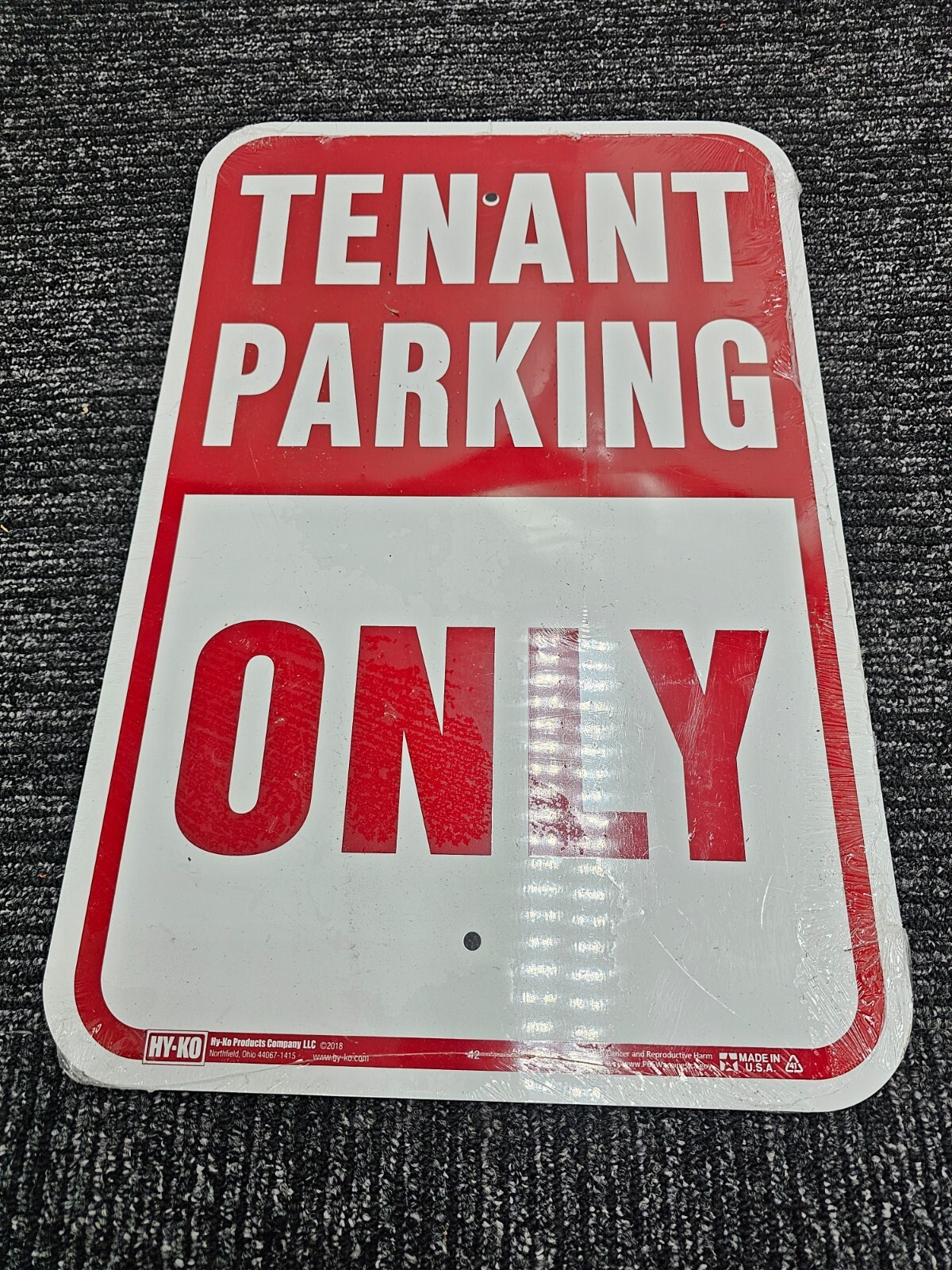 HY-KO Products TENANT PARKING ONLY Aluminum Sign 12 In x 18 In HW-42