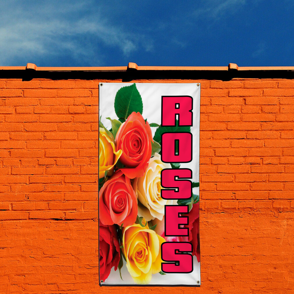 Vertical Vinyl Banner Multiple Sizes Roses Business Business Outdoor