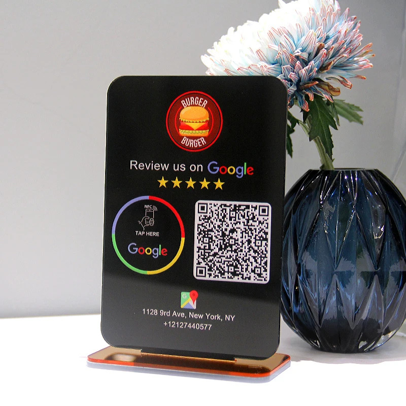 Google Review Sign Custom QR Code Scanning NFC Plate Stand Business LOGO Signs