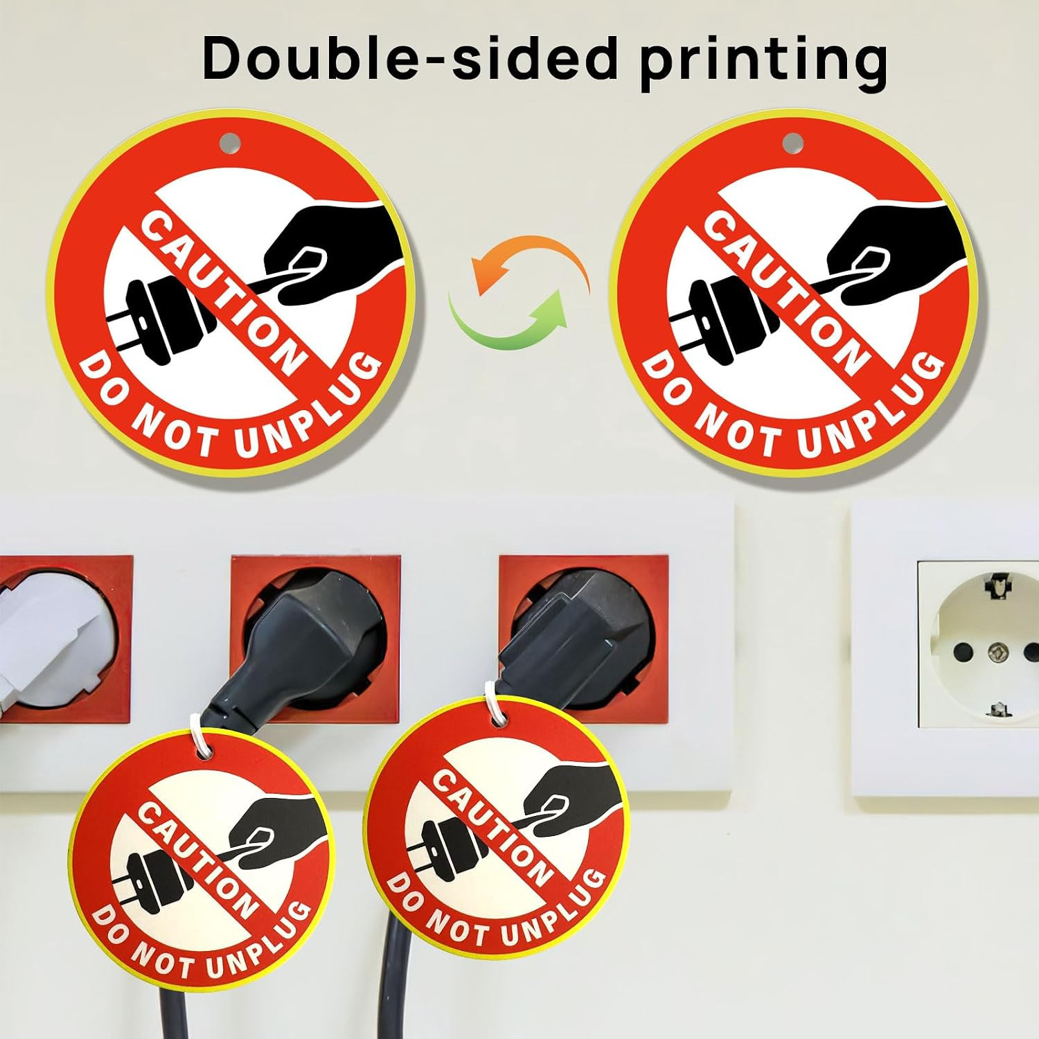 10 PCS Do Not Unplug Warning Sign Cards,2.6 Inch Removable round Caution Do Not