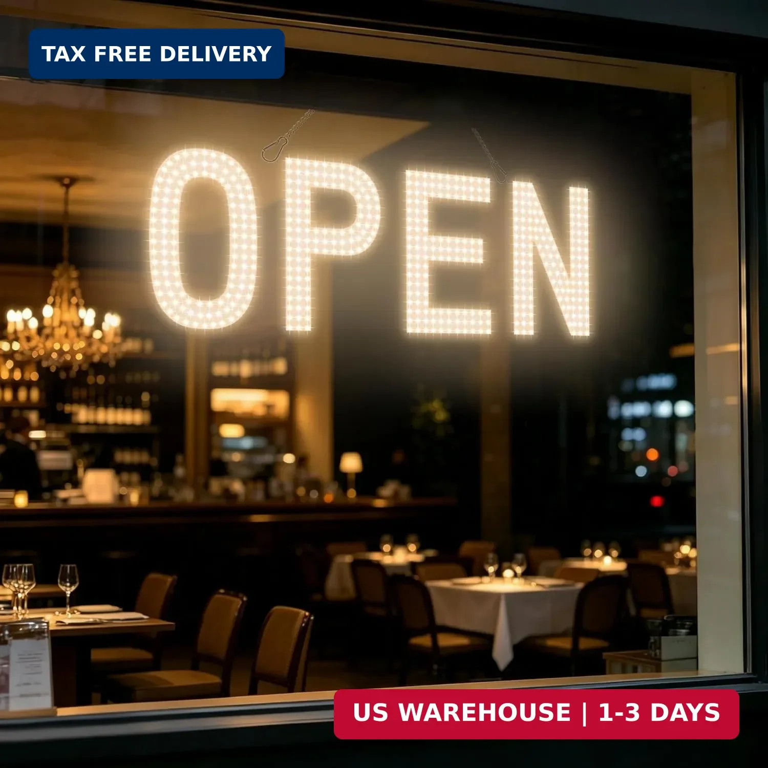 Open Signs for Business, 30&Prime;x10&Prime; Big & Bright Open Sign with Remote Control Dimm