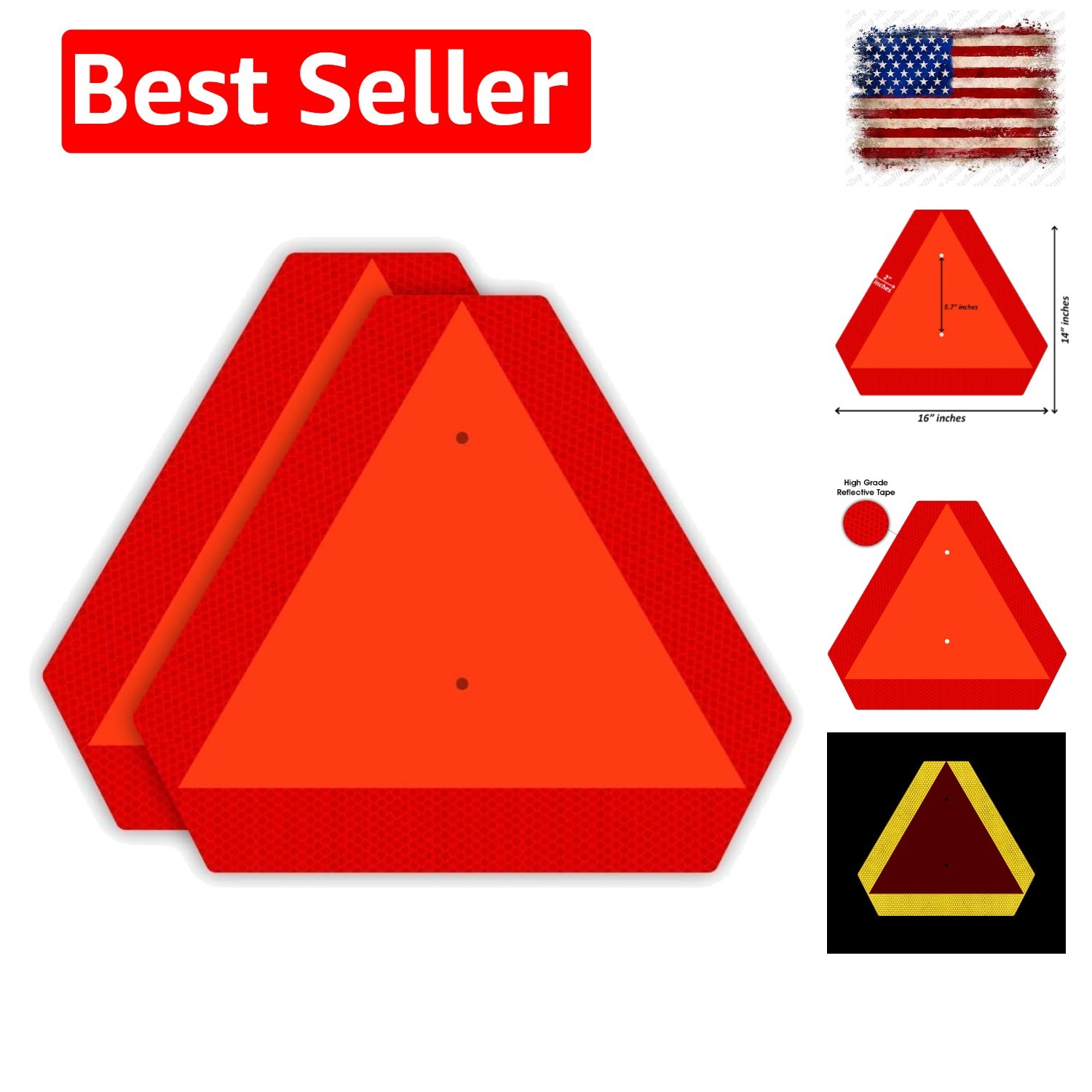 Slow Moving Vehicle Sign, Rust free Aluminium Slow Moving Vehicle Triangle si…