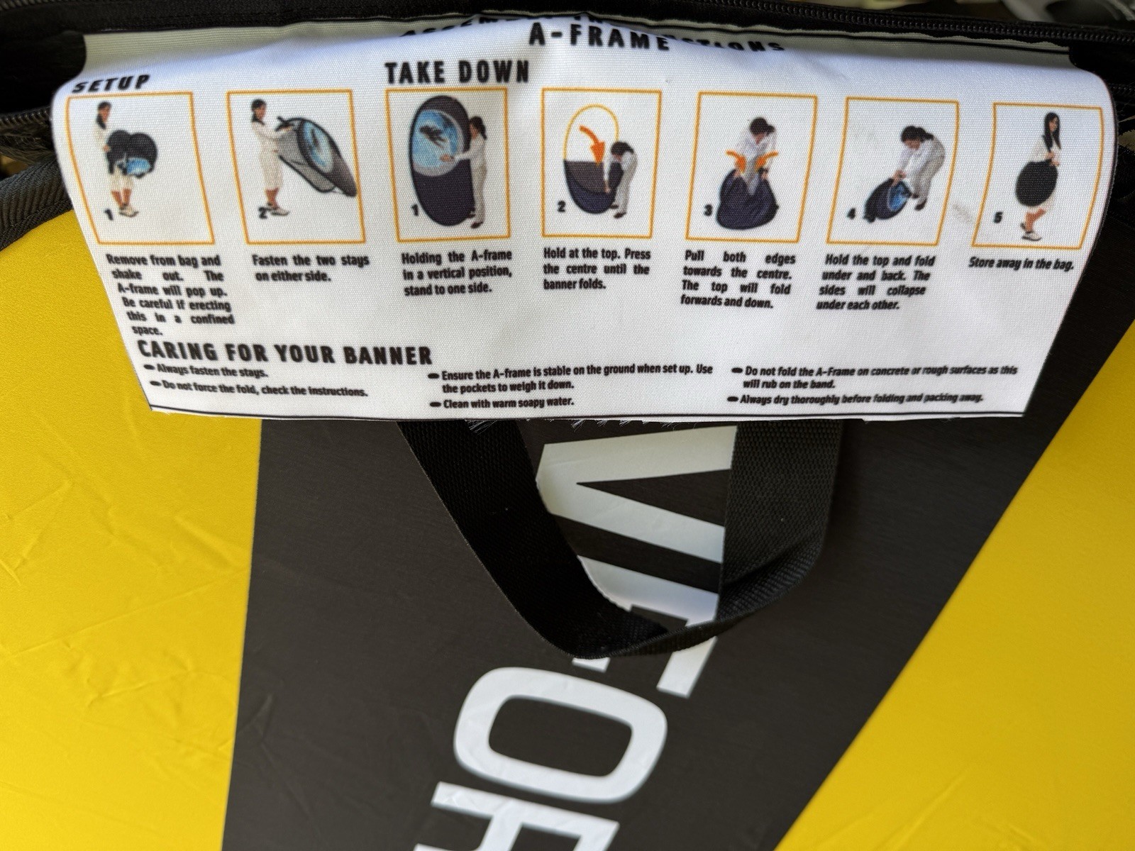Portable Information Sign-Yellow & Black Pop-Up Display 3&prime; Foldable Easy Carry